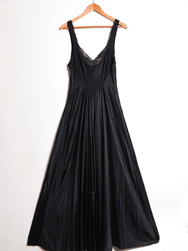 Maxi vestido lencero negro vintage