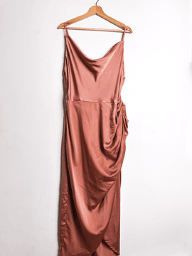 Vestido terracota satín