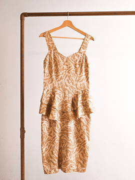 Vestido golden 80s peplum