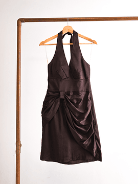 Vestido satín chocolate