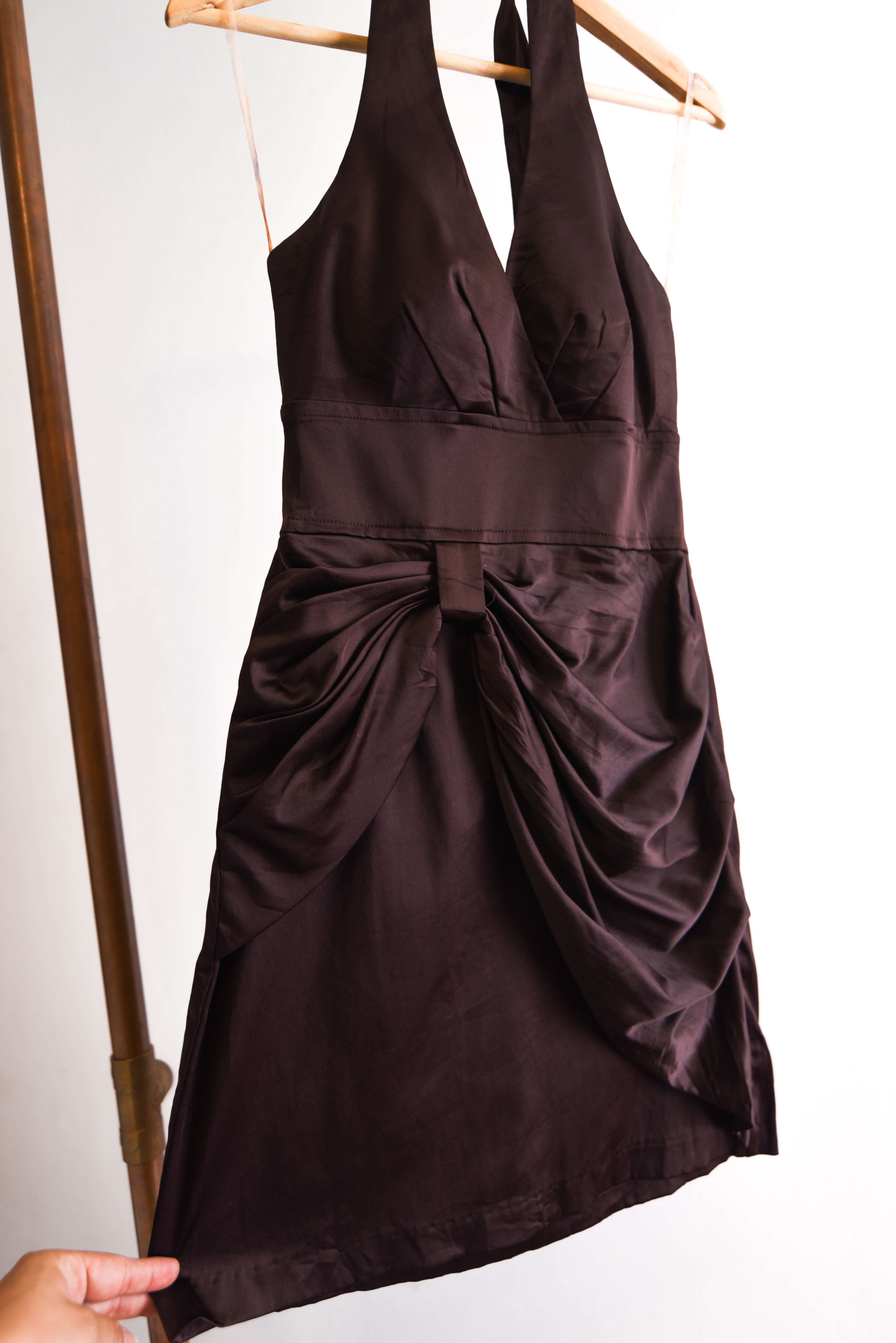 Vestido satín chocolate