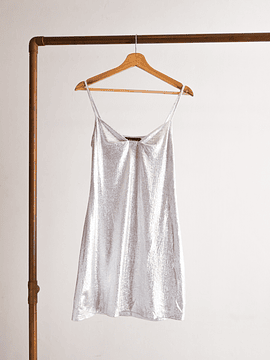 Vestido brillos plata