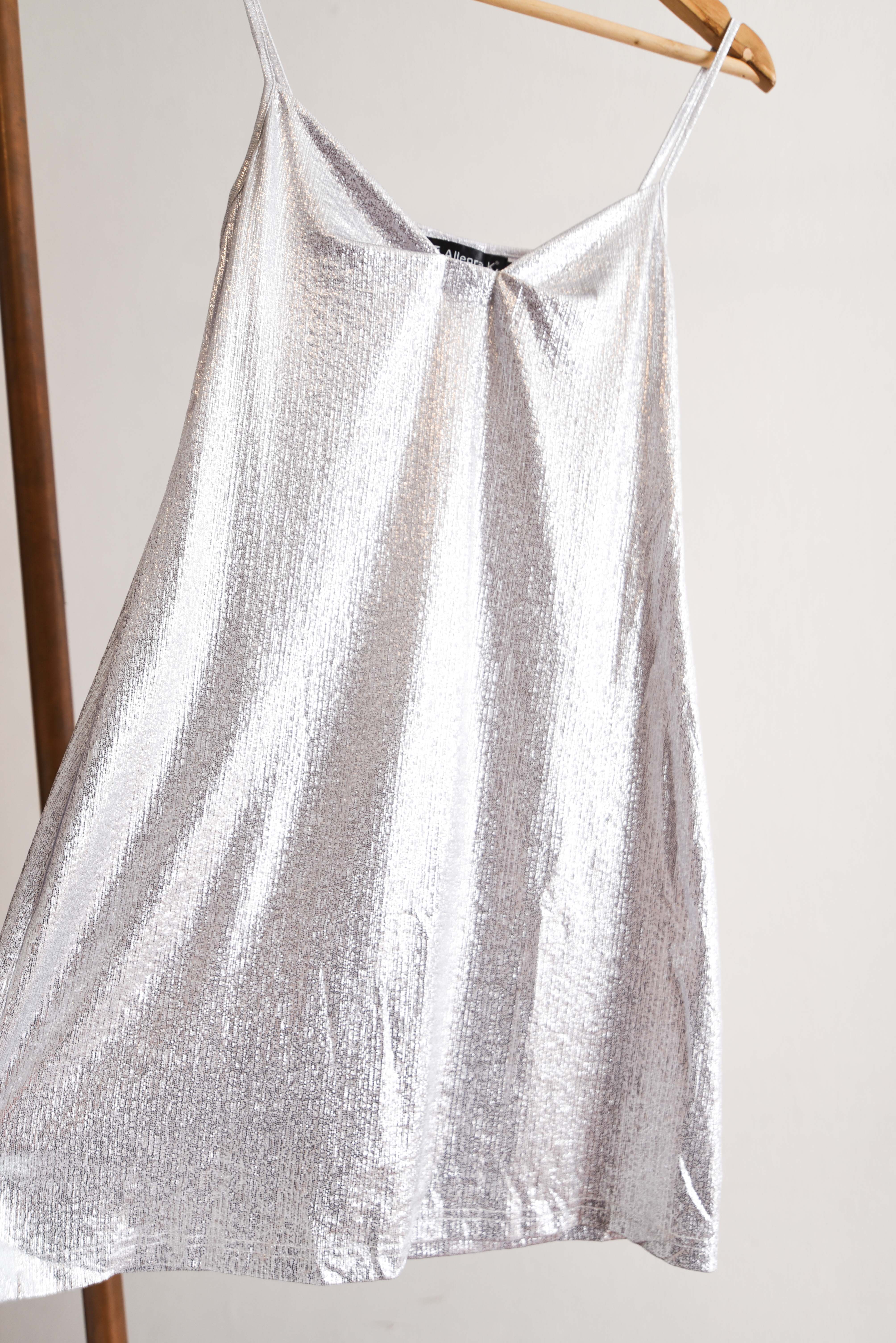 Vestido brillos plata