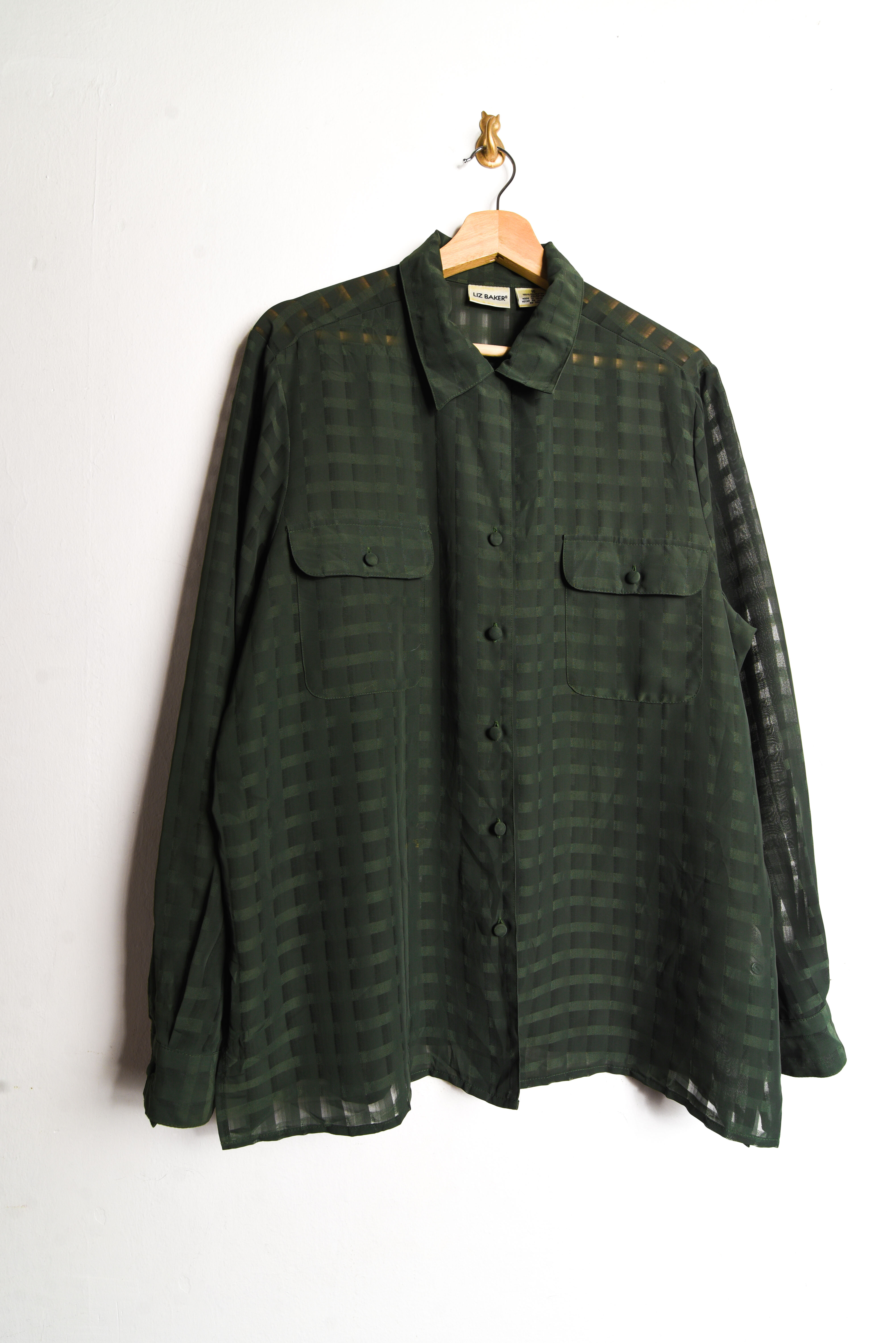 Blusa verde vintage traslucida