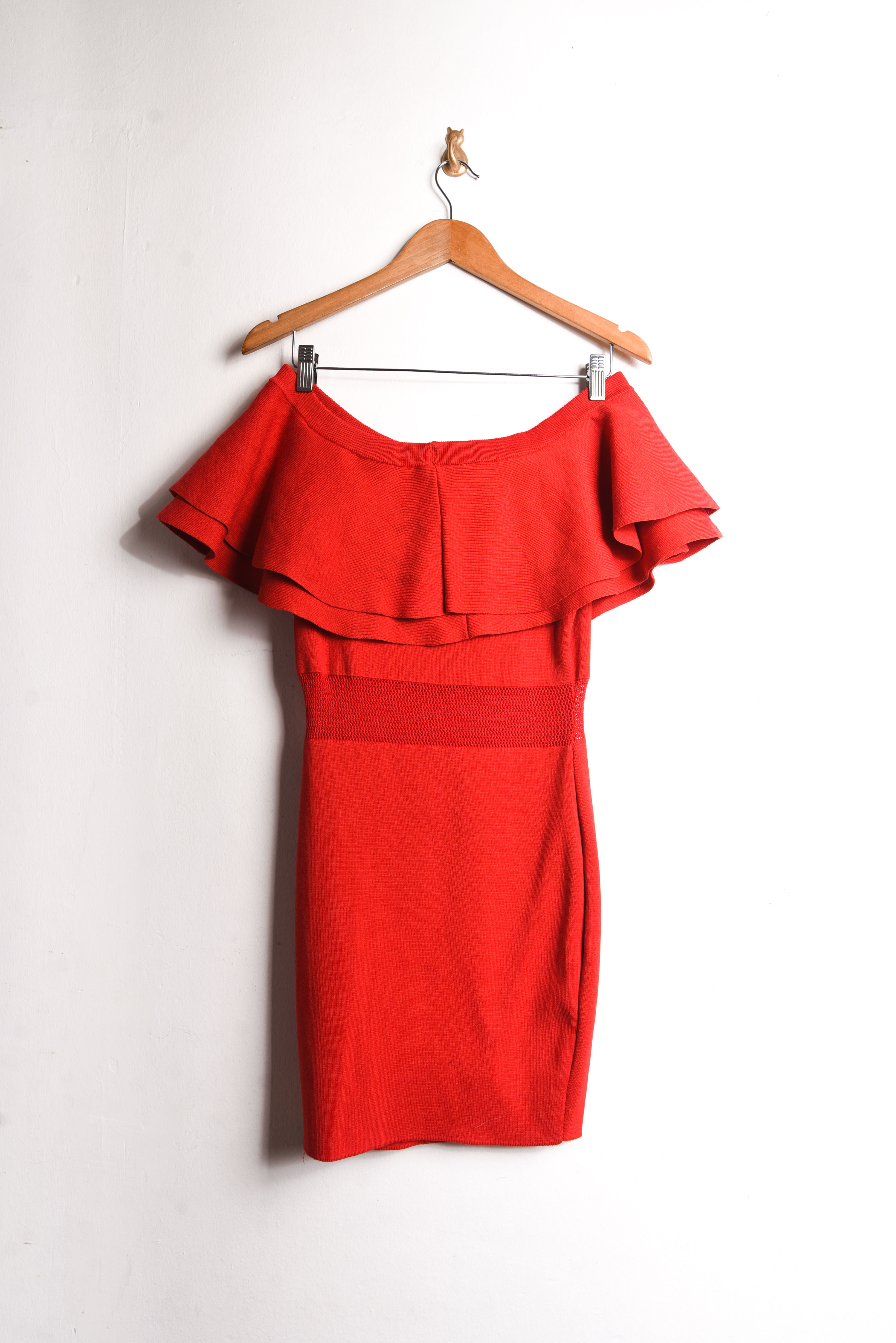 Vestido rojo vuelos y malla