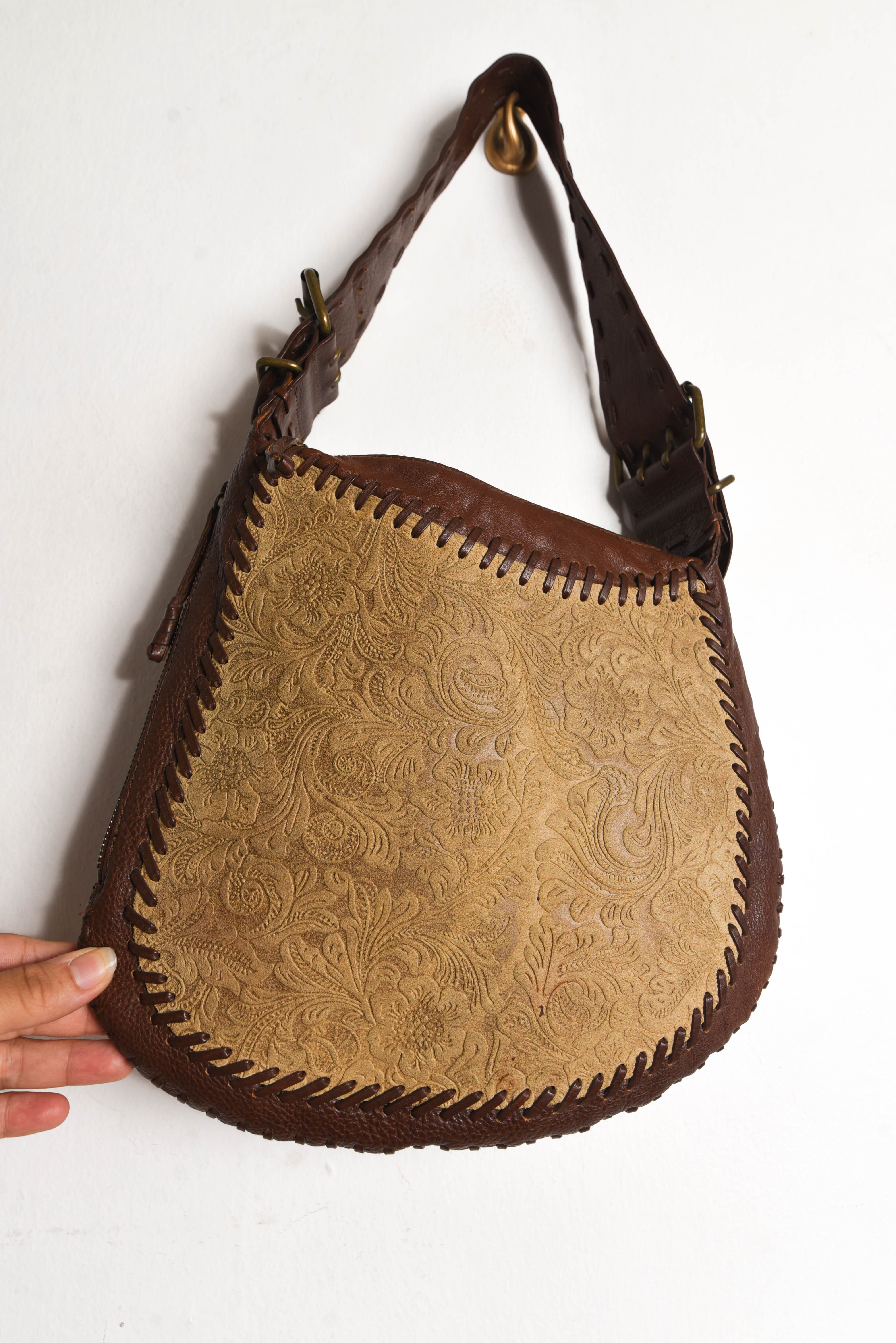 Cartera cuero 70s boho