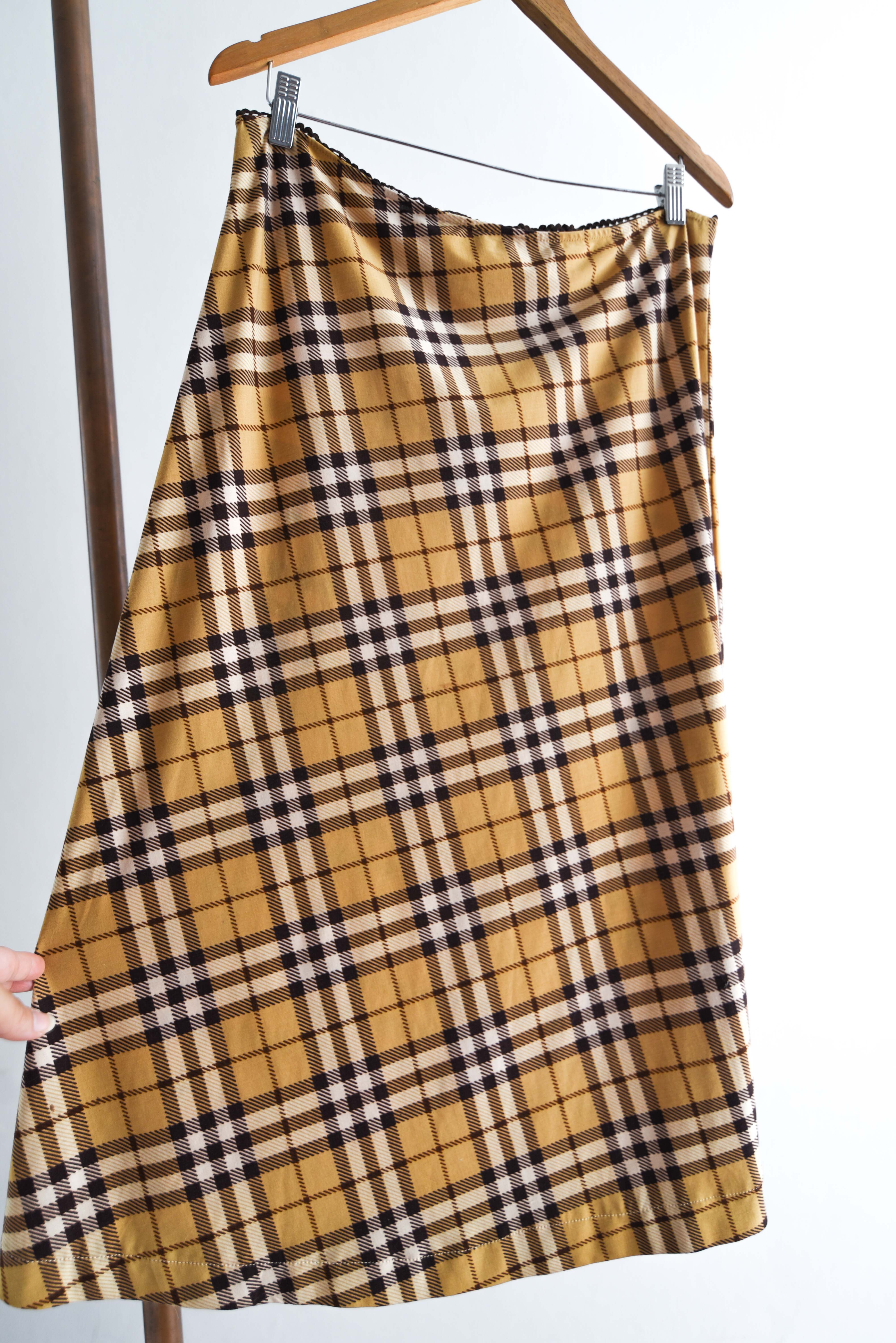 Maxi falda tartán café 