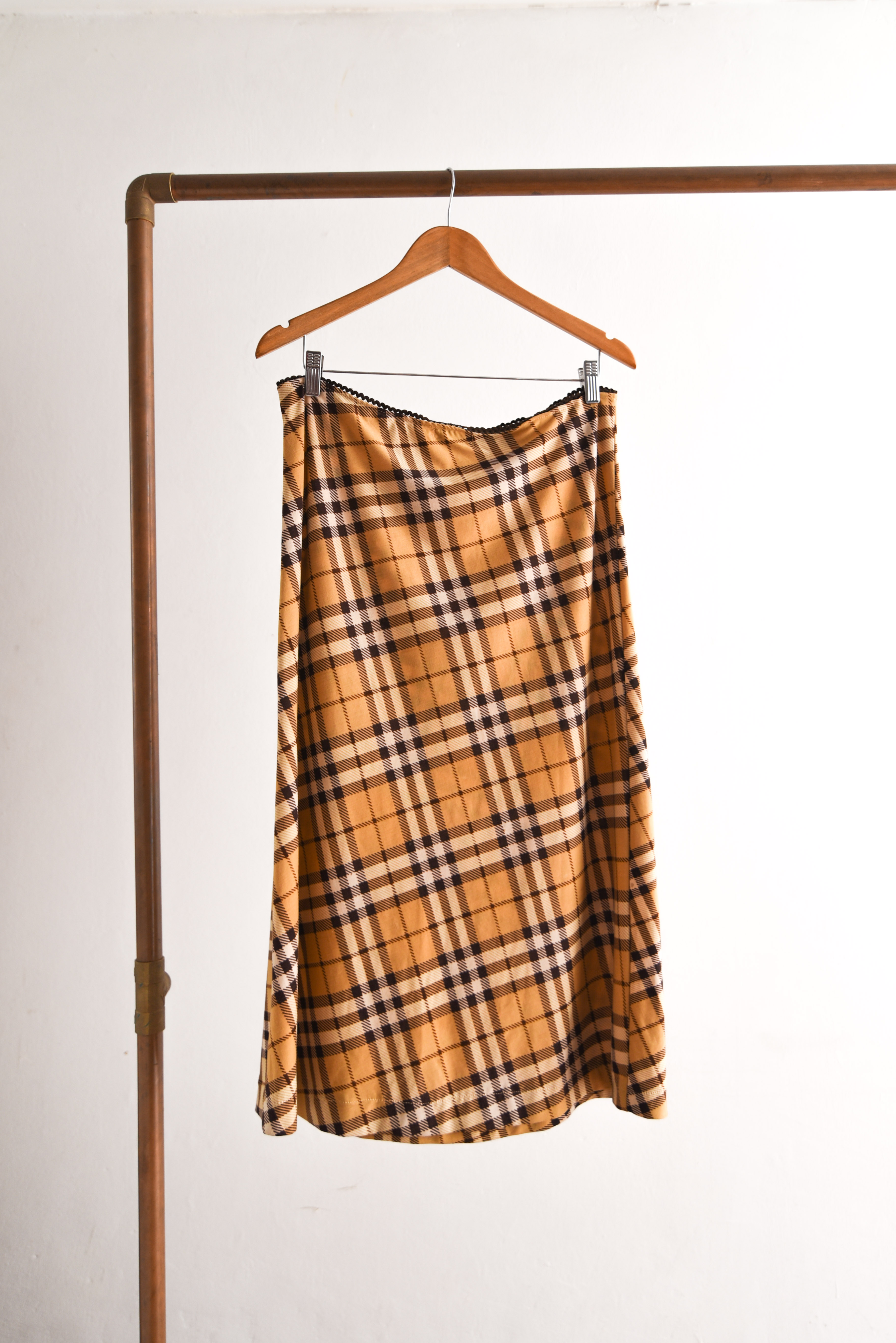 Maxi falda tartán café 