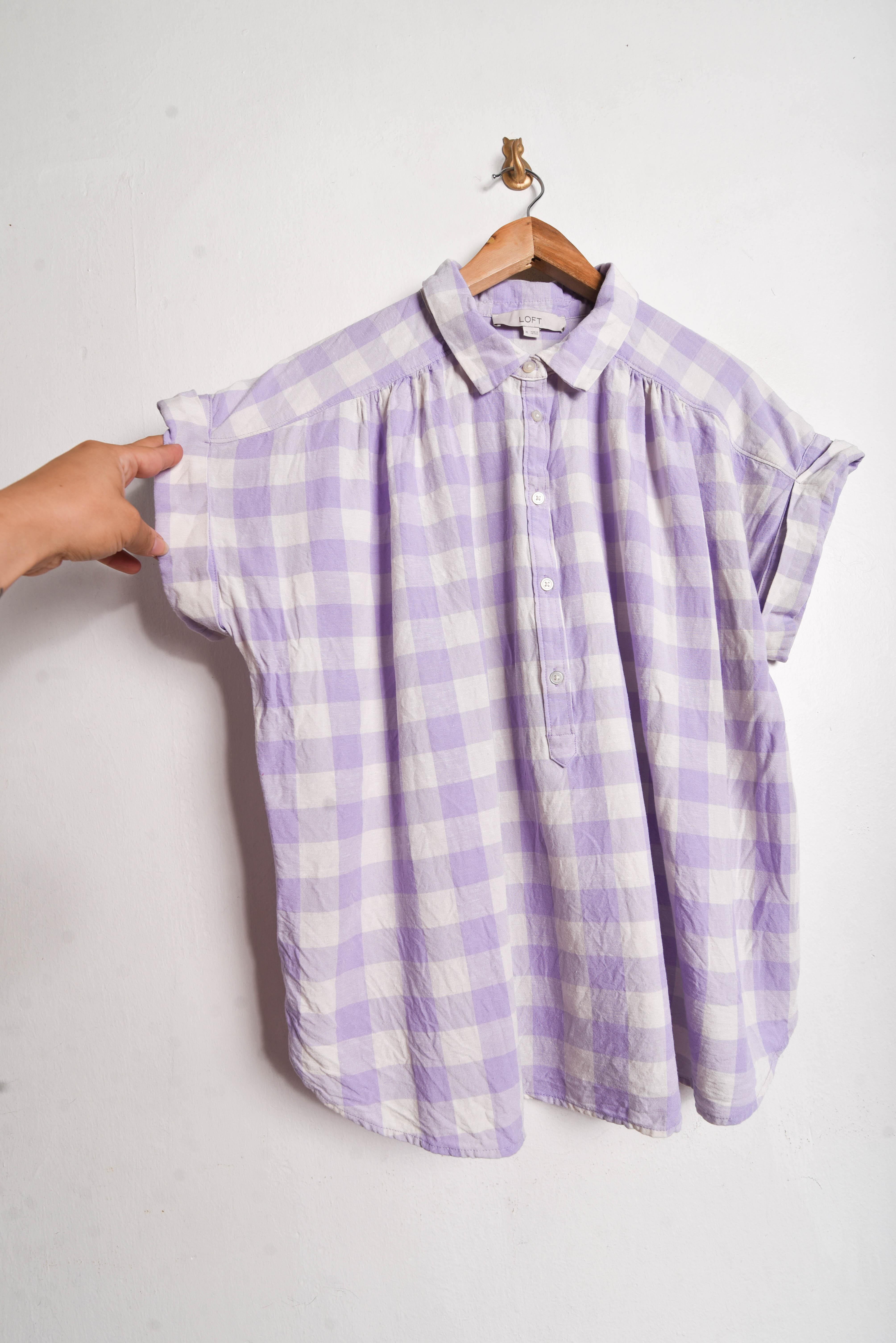 Top gingham lila pastel
