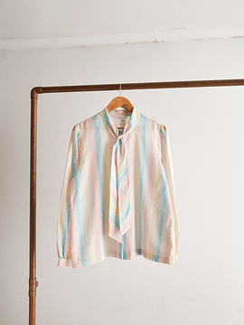 Blusa rayada 80s pastel corbatín
