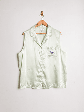 Blusa verde pastel satín
