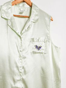 Blusa verde pastel satín