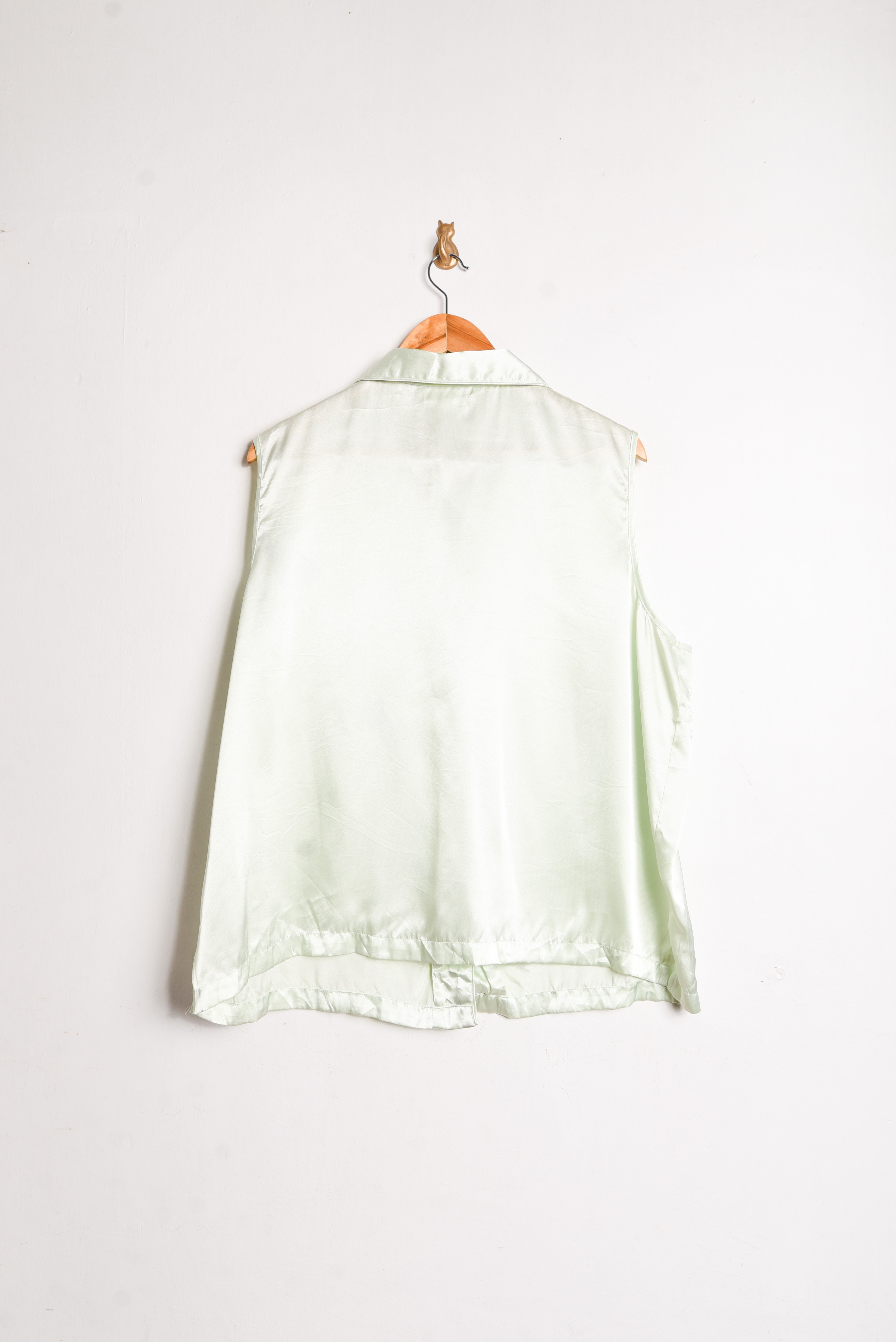 Blusa verde pastel satín