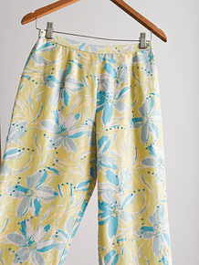 Pantalón verde y celeste seda