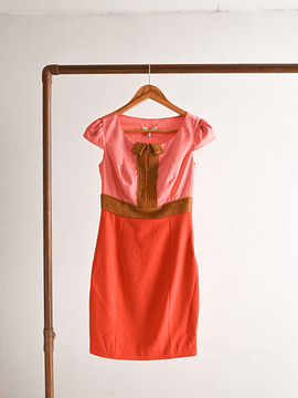Vestido coral satín ribbon