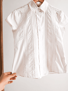 Blusa blanca blonda satín