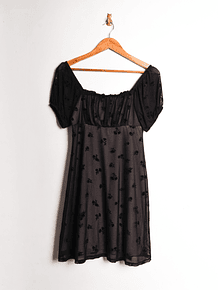 Vestido negro flores velvet 