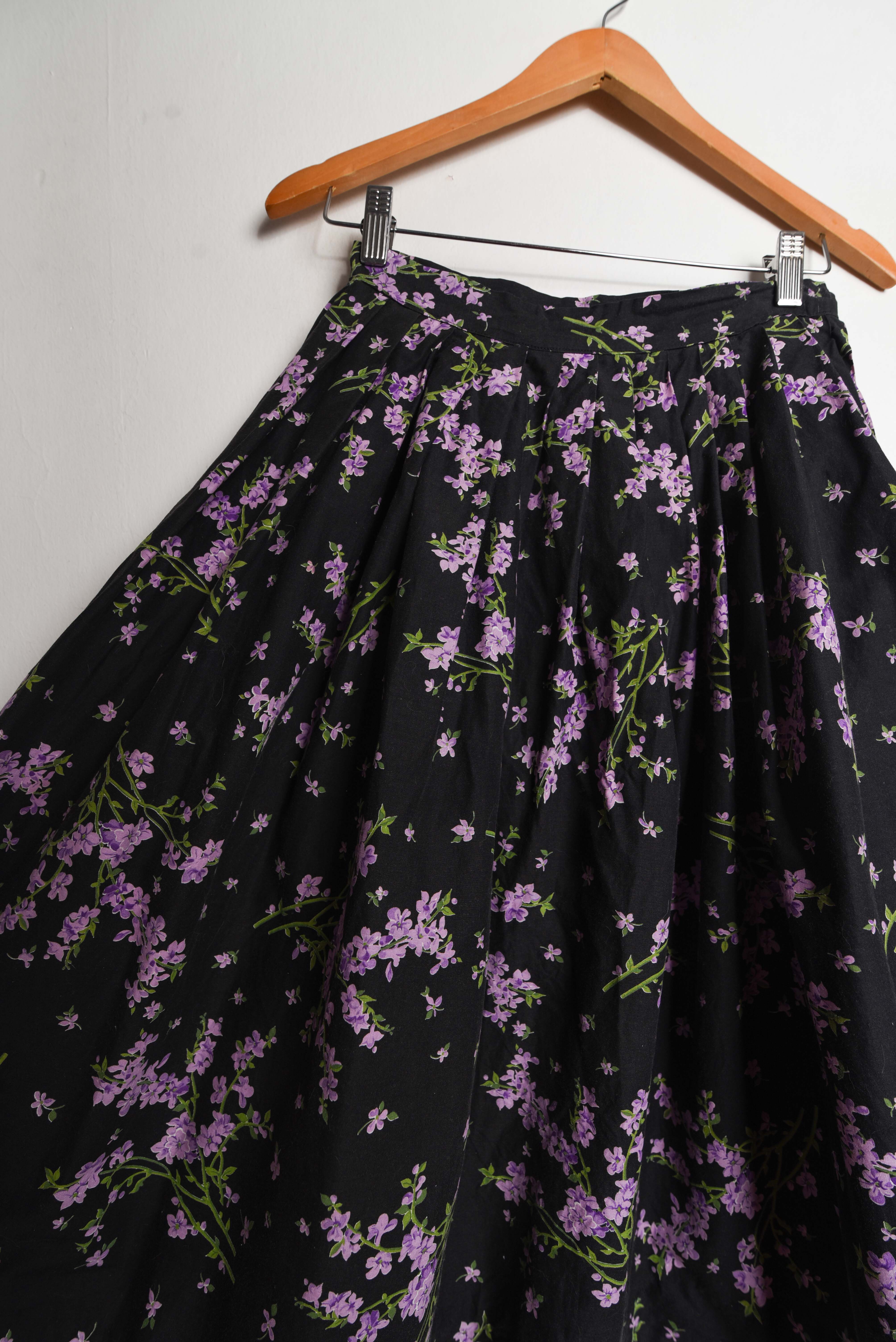Falda midi vintage handmade floral