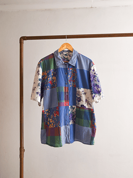 Camisa patchwork print 70s