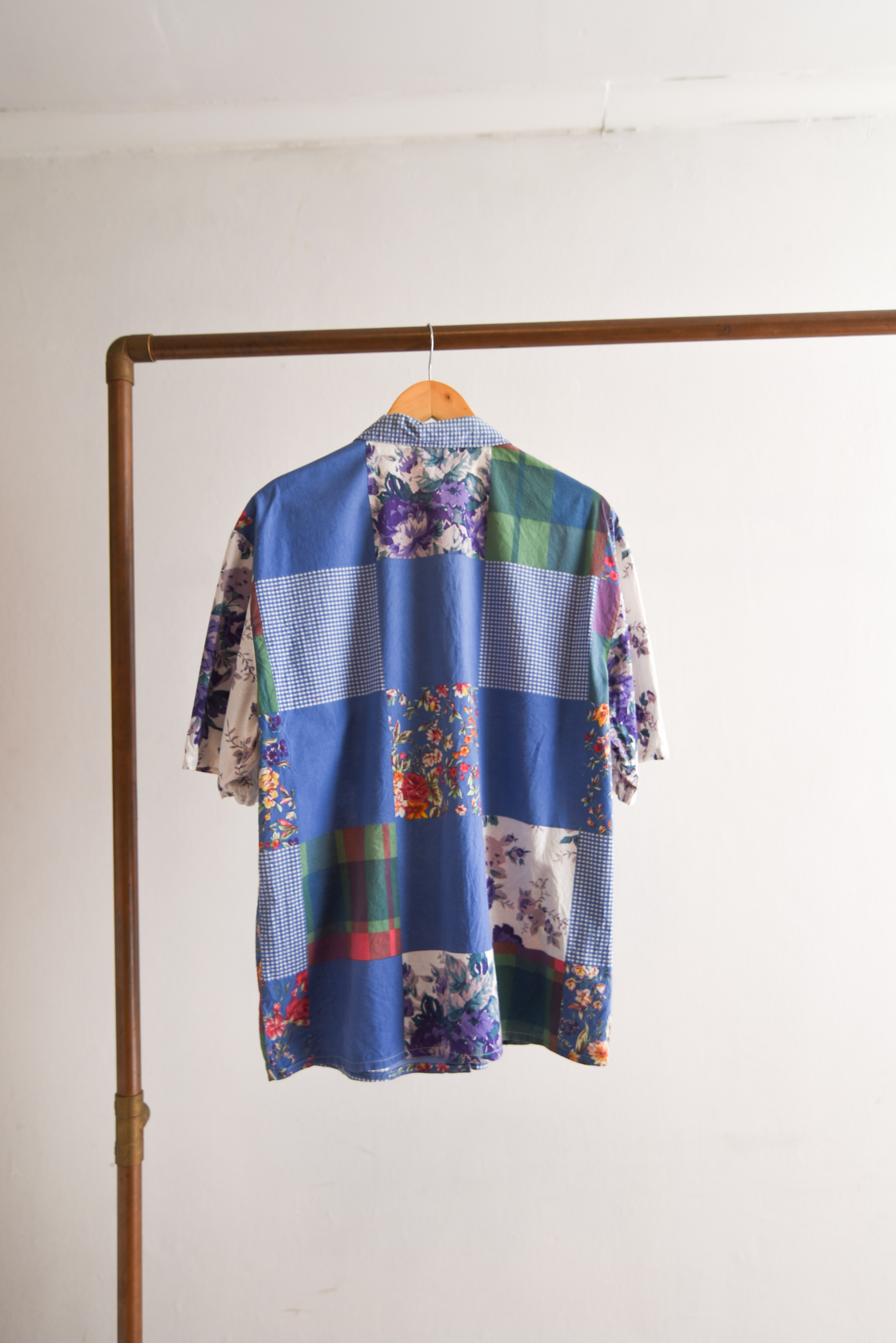 Camisa patchwork print 70s