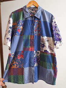 Camisa patchwork print 70s