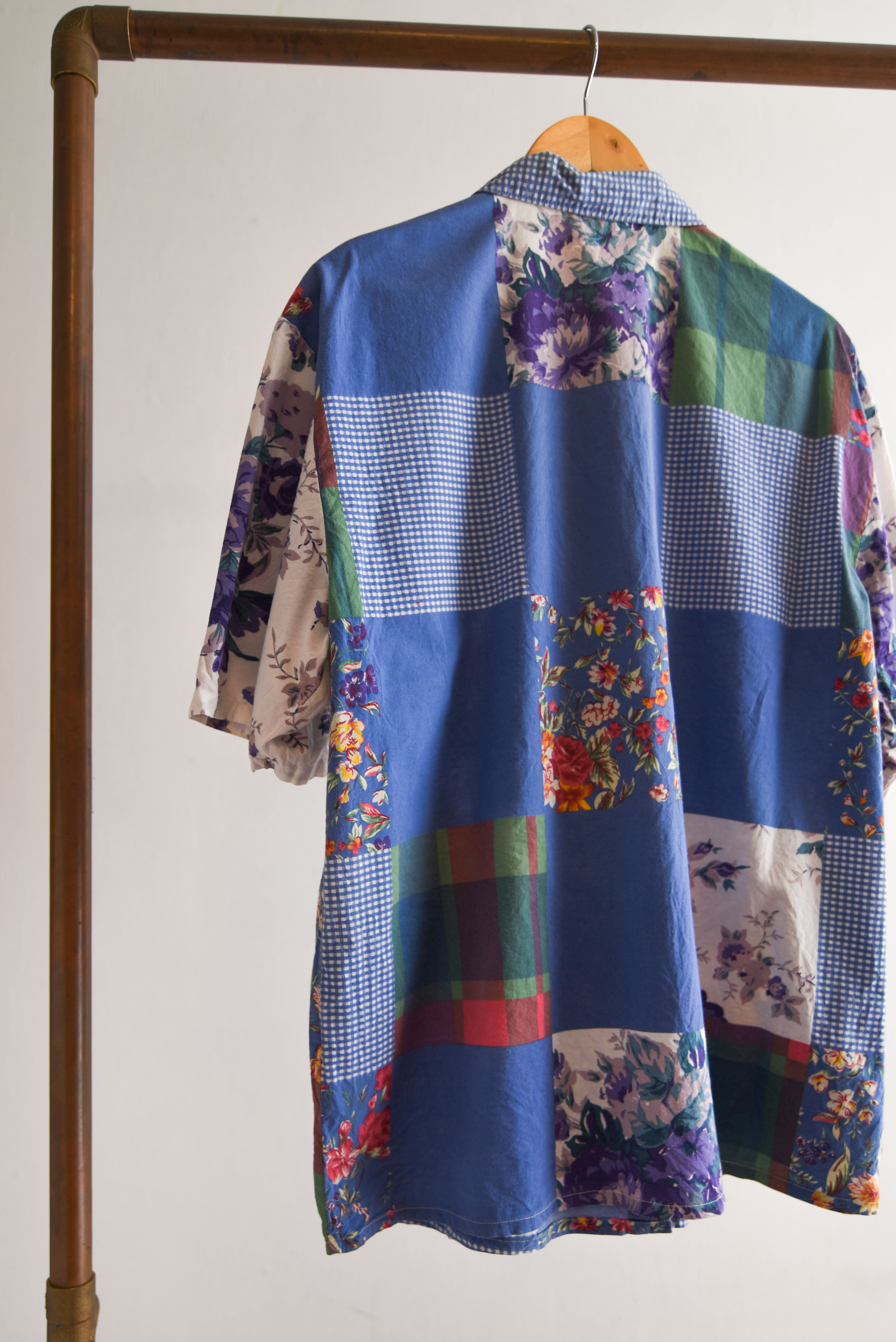 Camisa patchwork print 70s