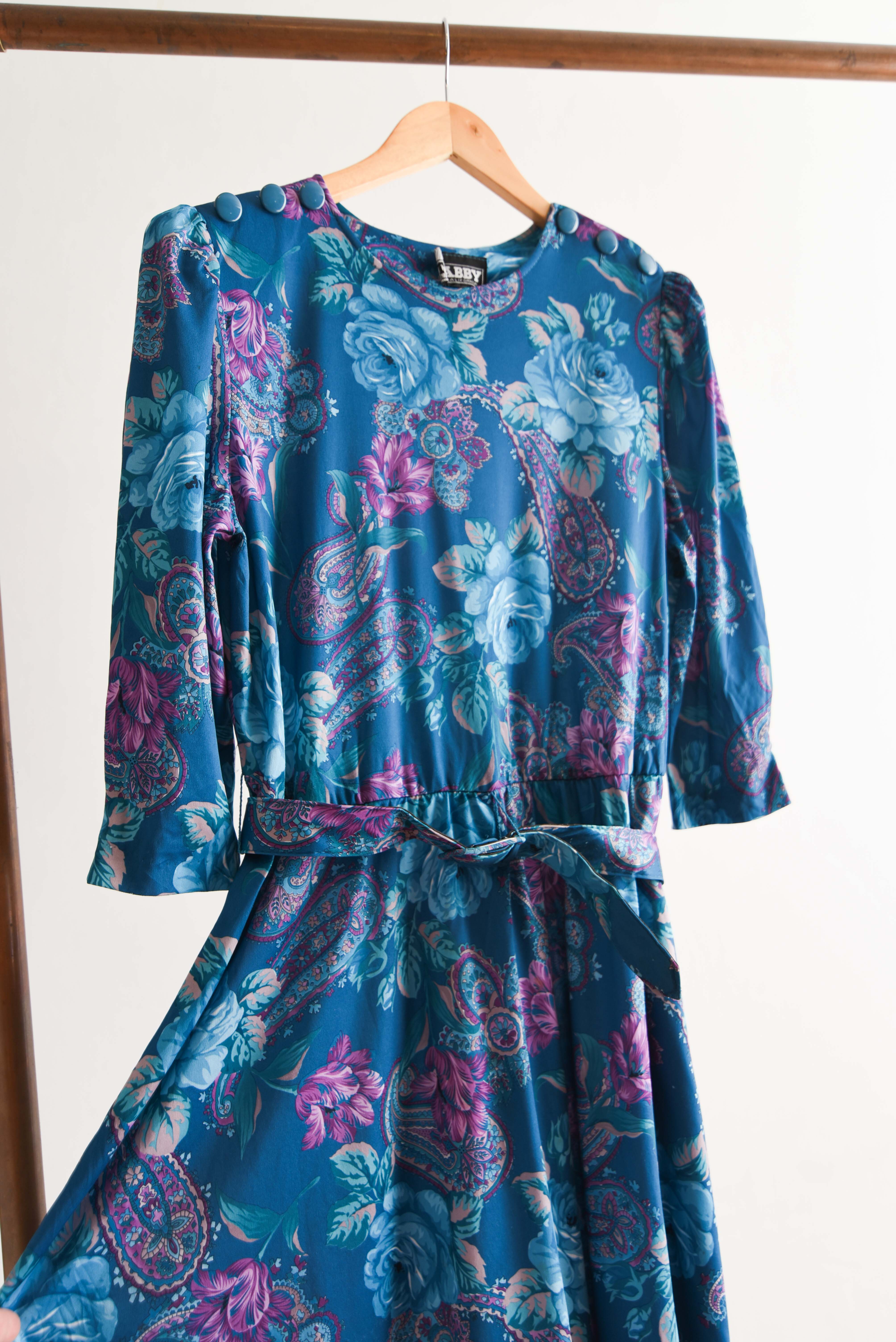 Vestido 80s turquesa paisley