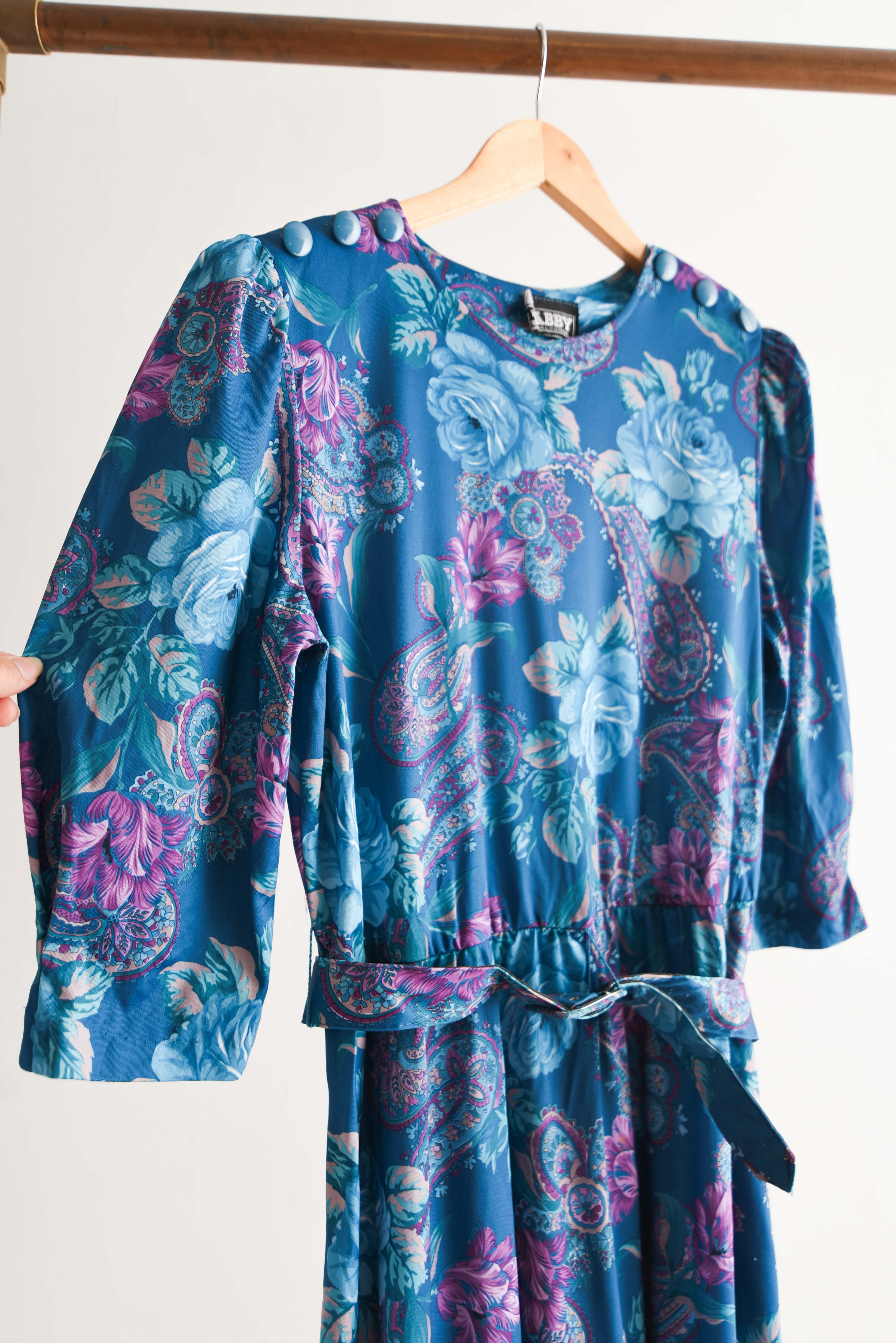 Vestido 80s turquesa paisley