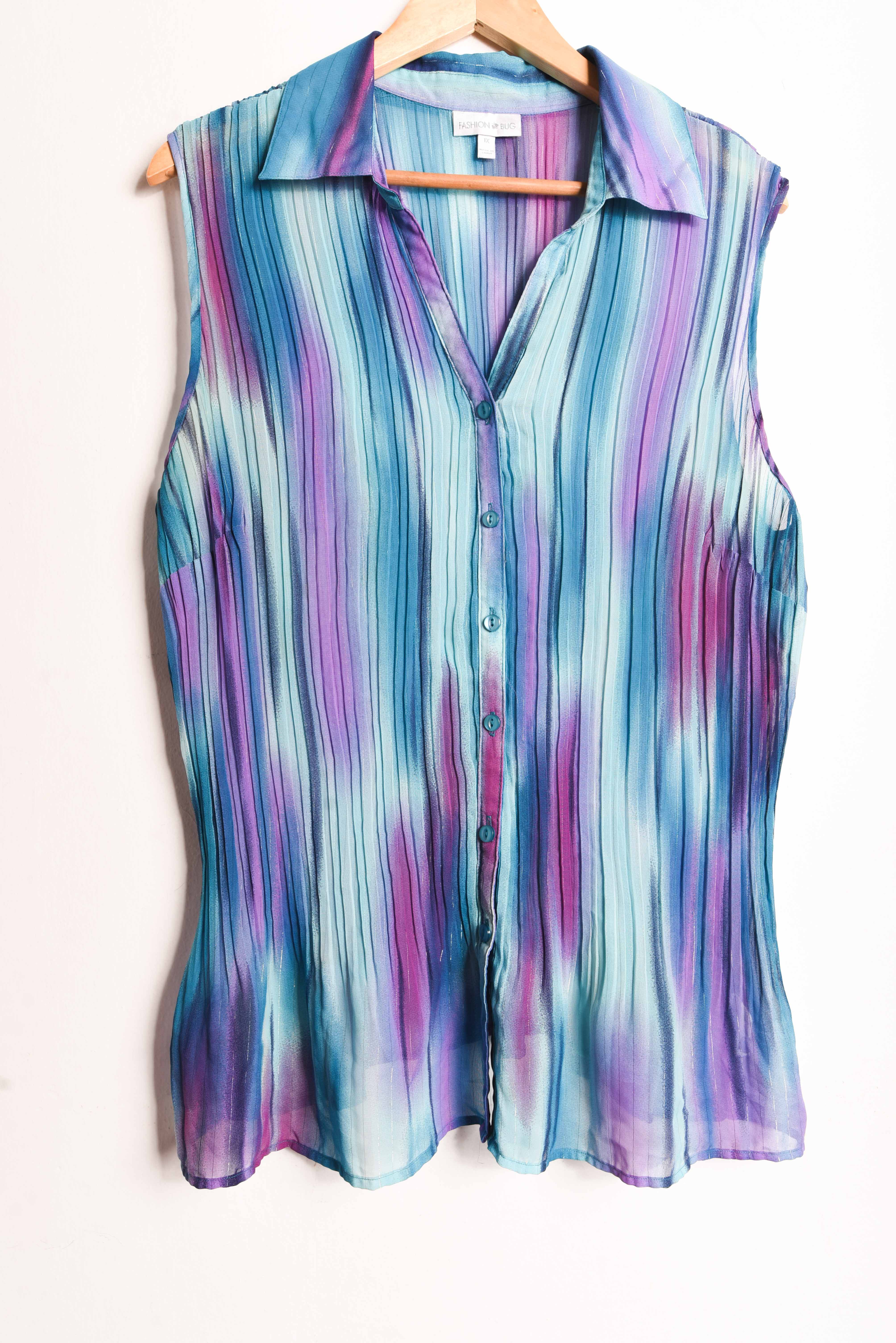 Blusa plisada turquesa