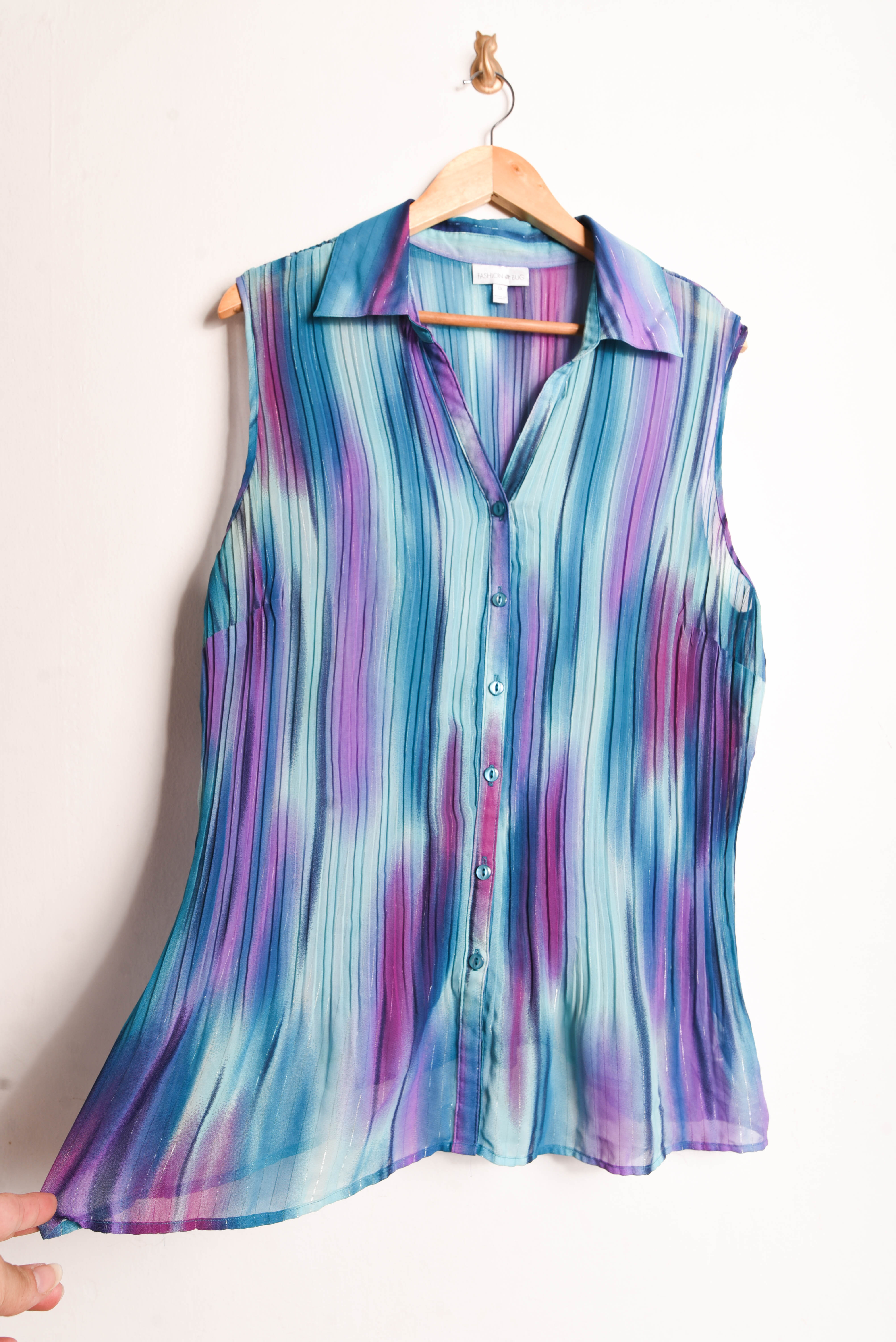 Blusa plisada turquesa