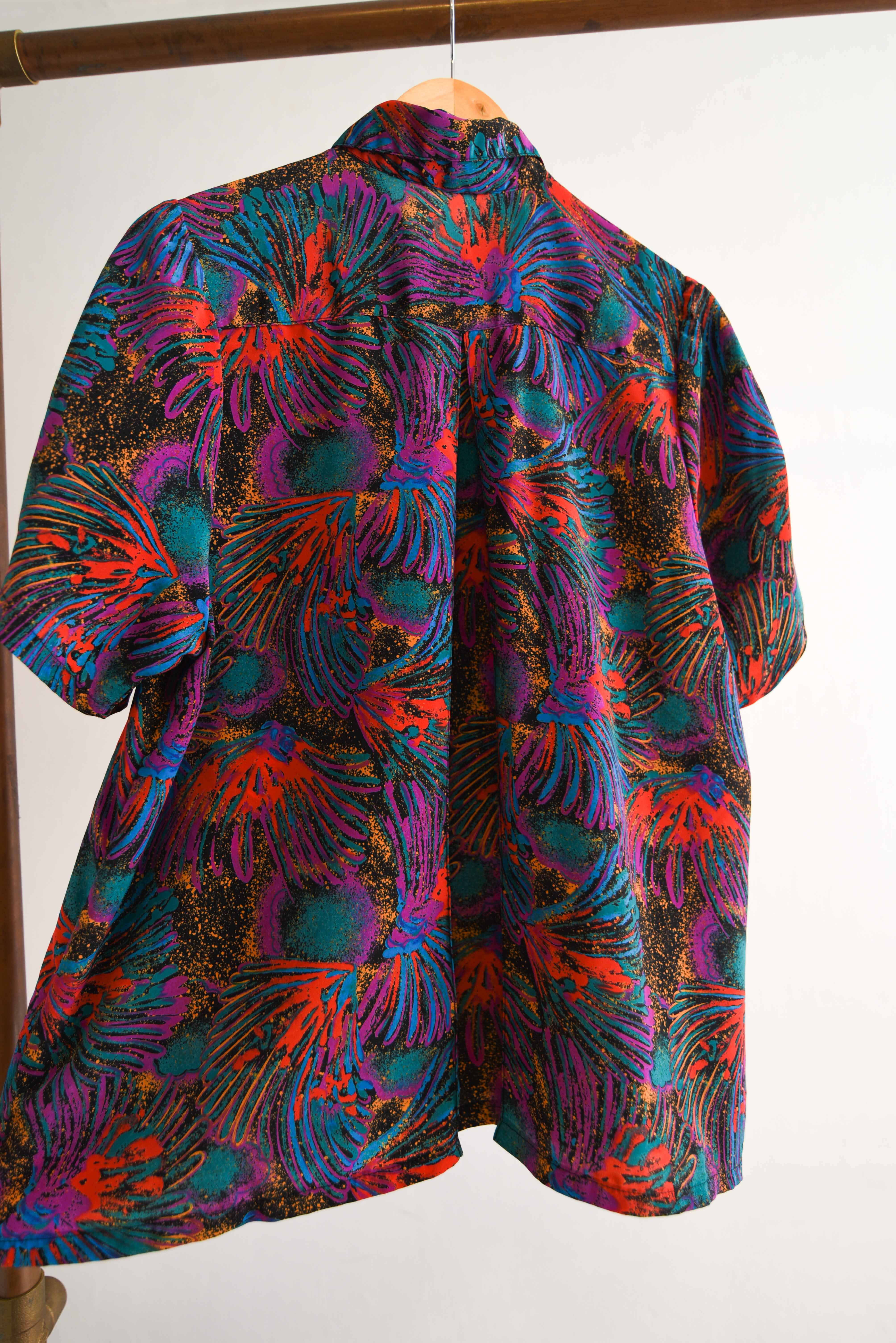 Blusa vintage 80s verde y morado