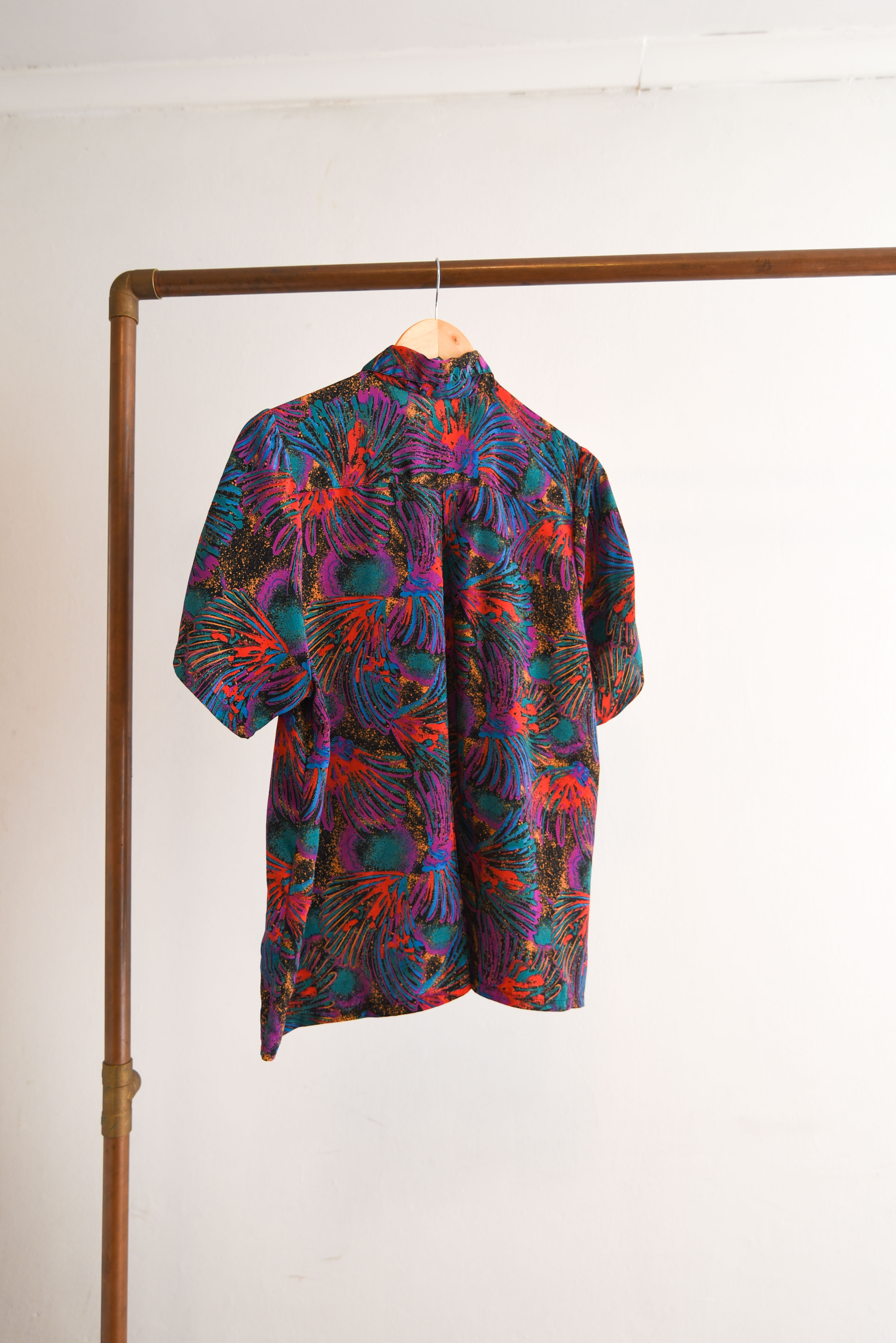 Blusa vintage 80s verde y morado