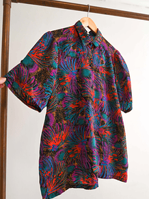 Blusa vintage 80s verde y morado