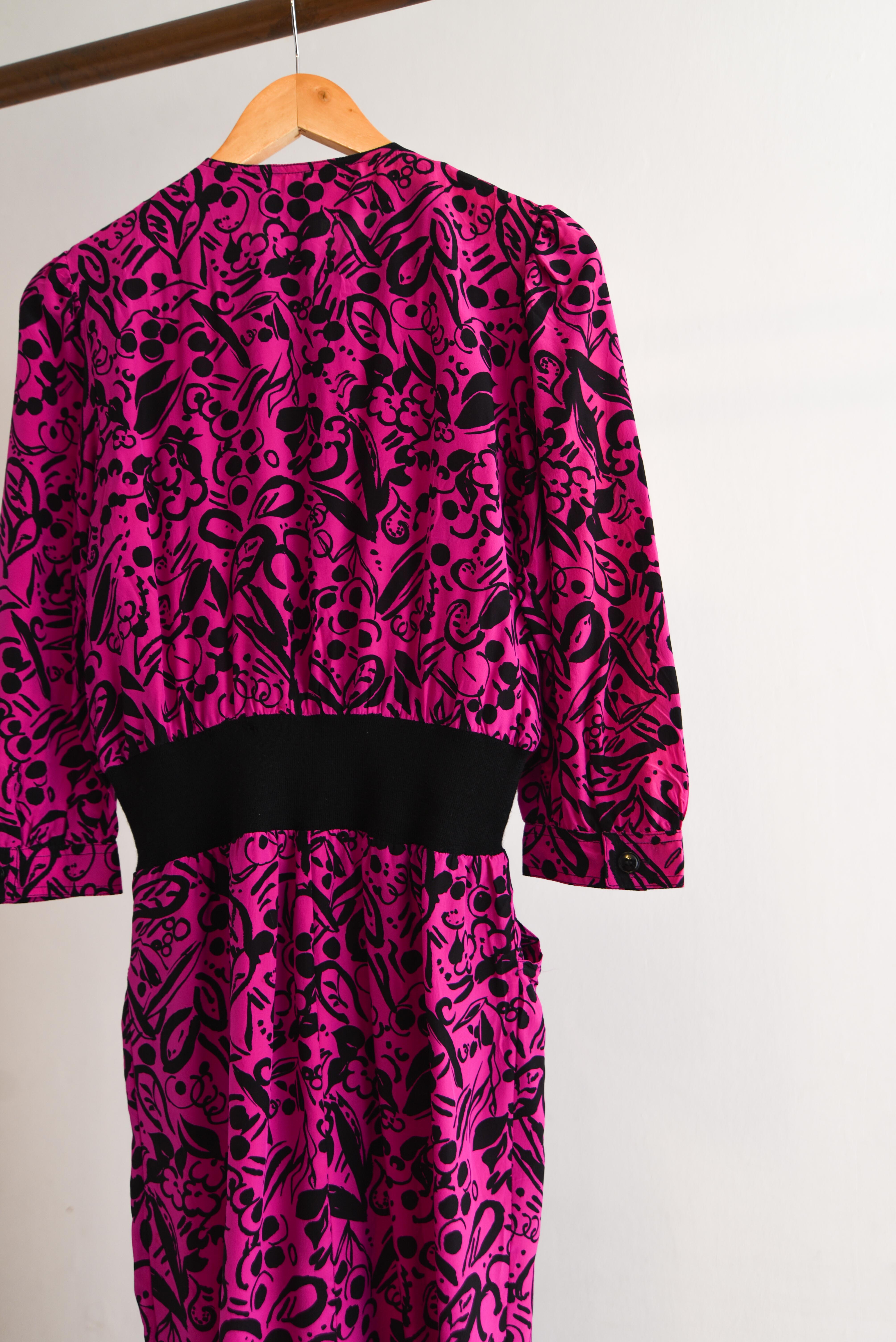 Vestido fucsia 80s silk