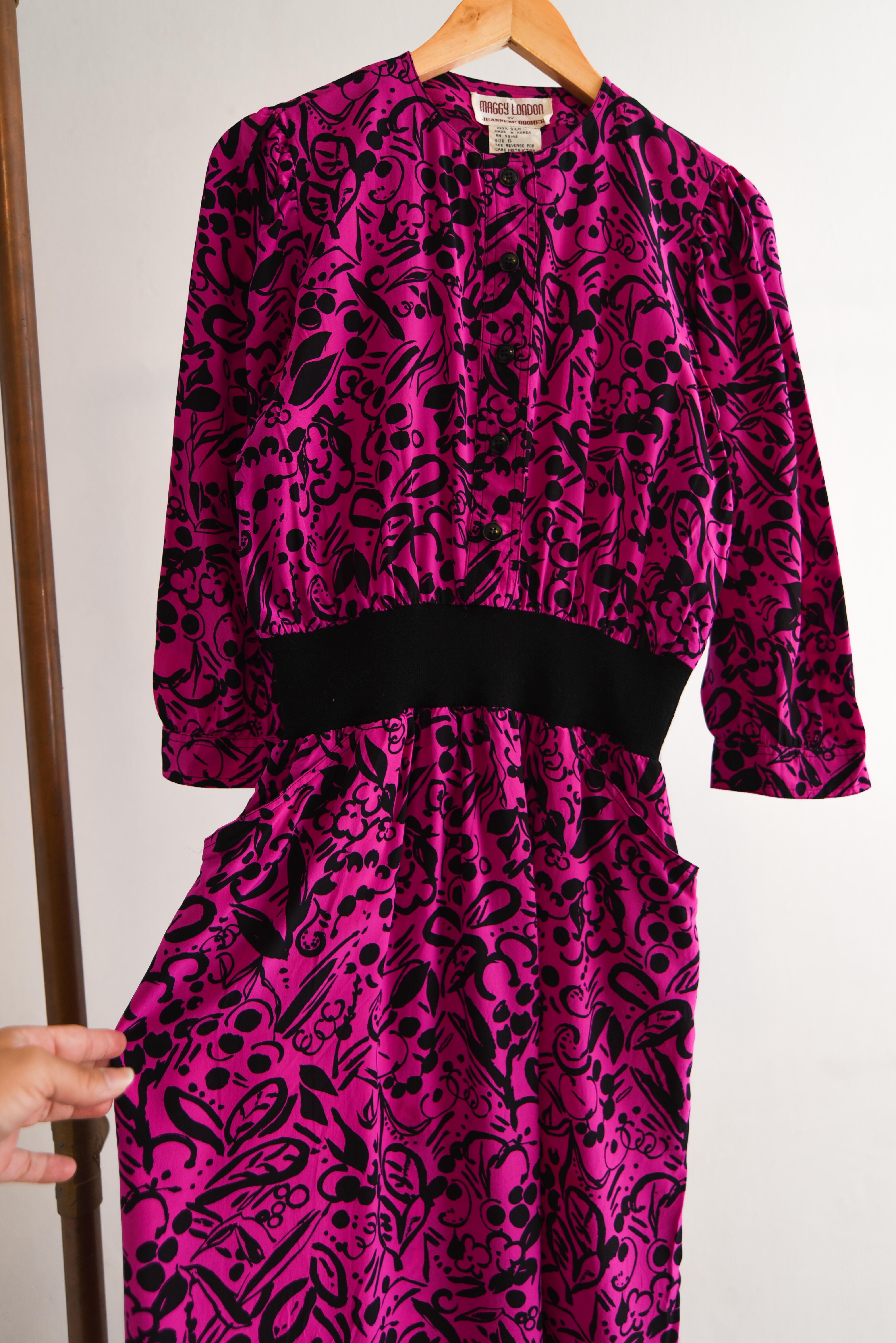Vestido fucsia 80s silk