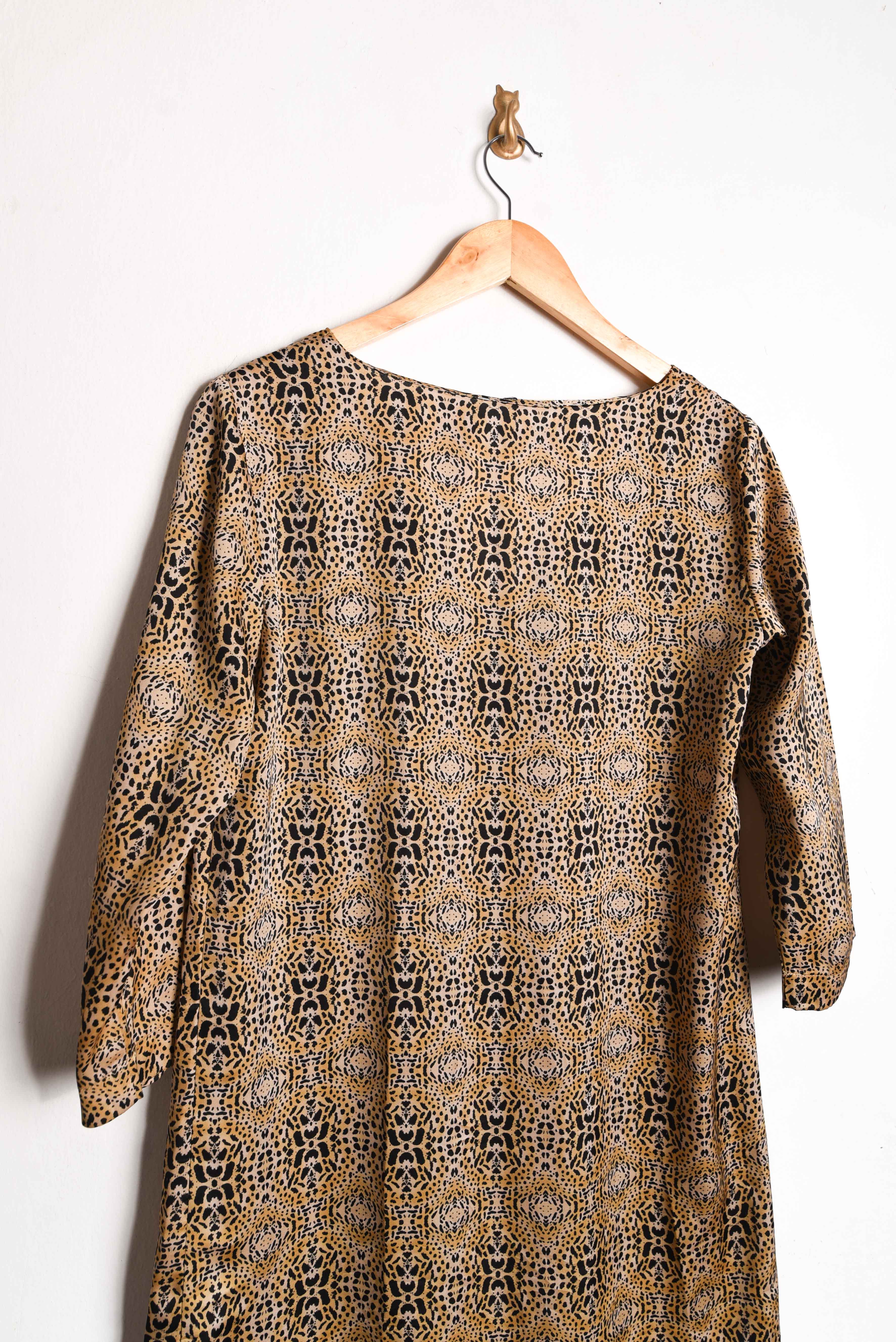 Vestido animal print café