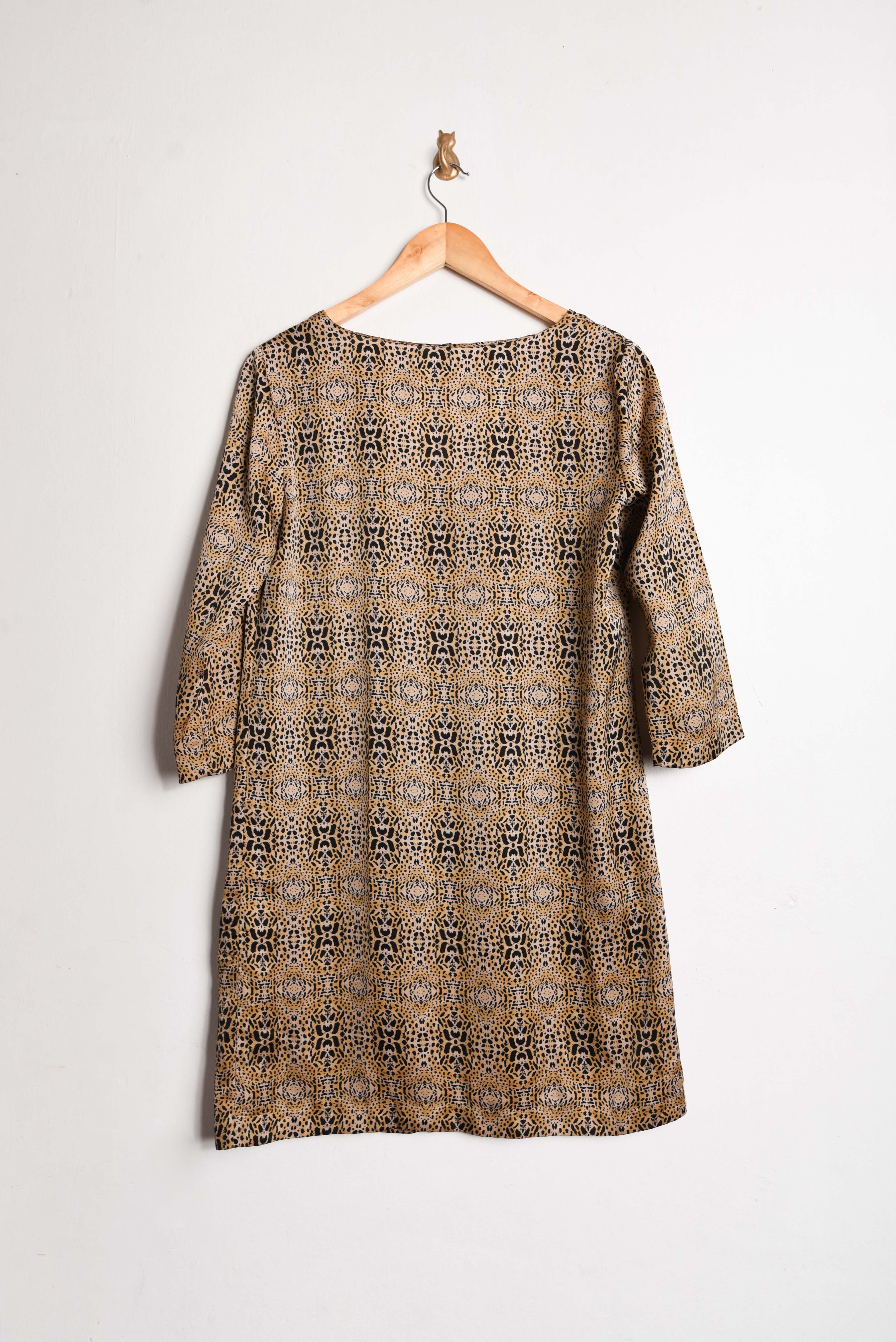 Vestido animal print café