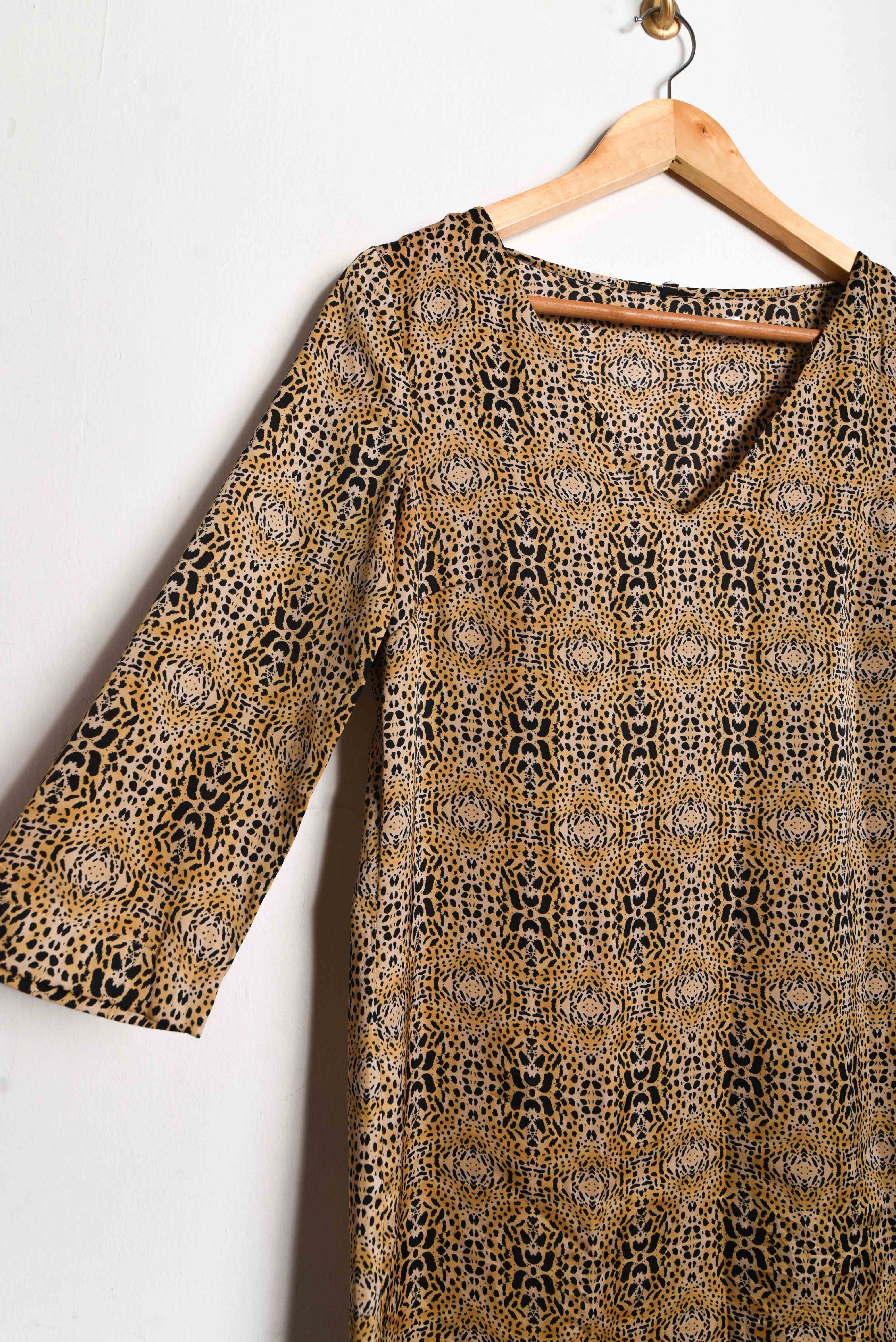 Vestido animal print café