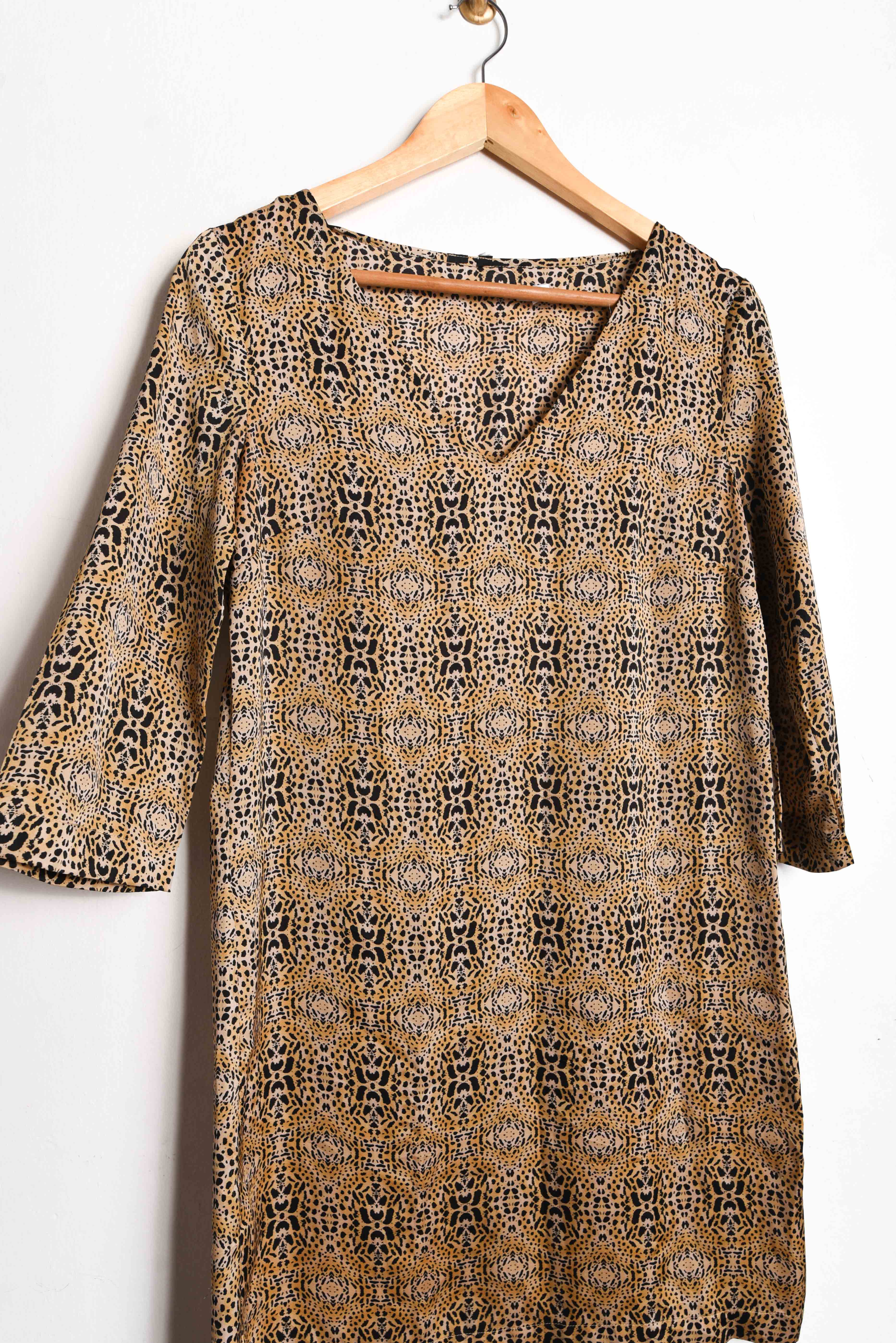 Vestido animal print café