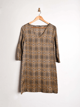 Vestido animal print café