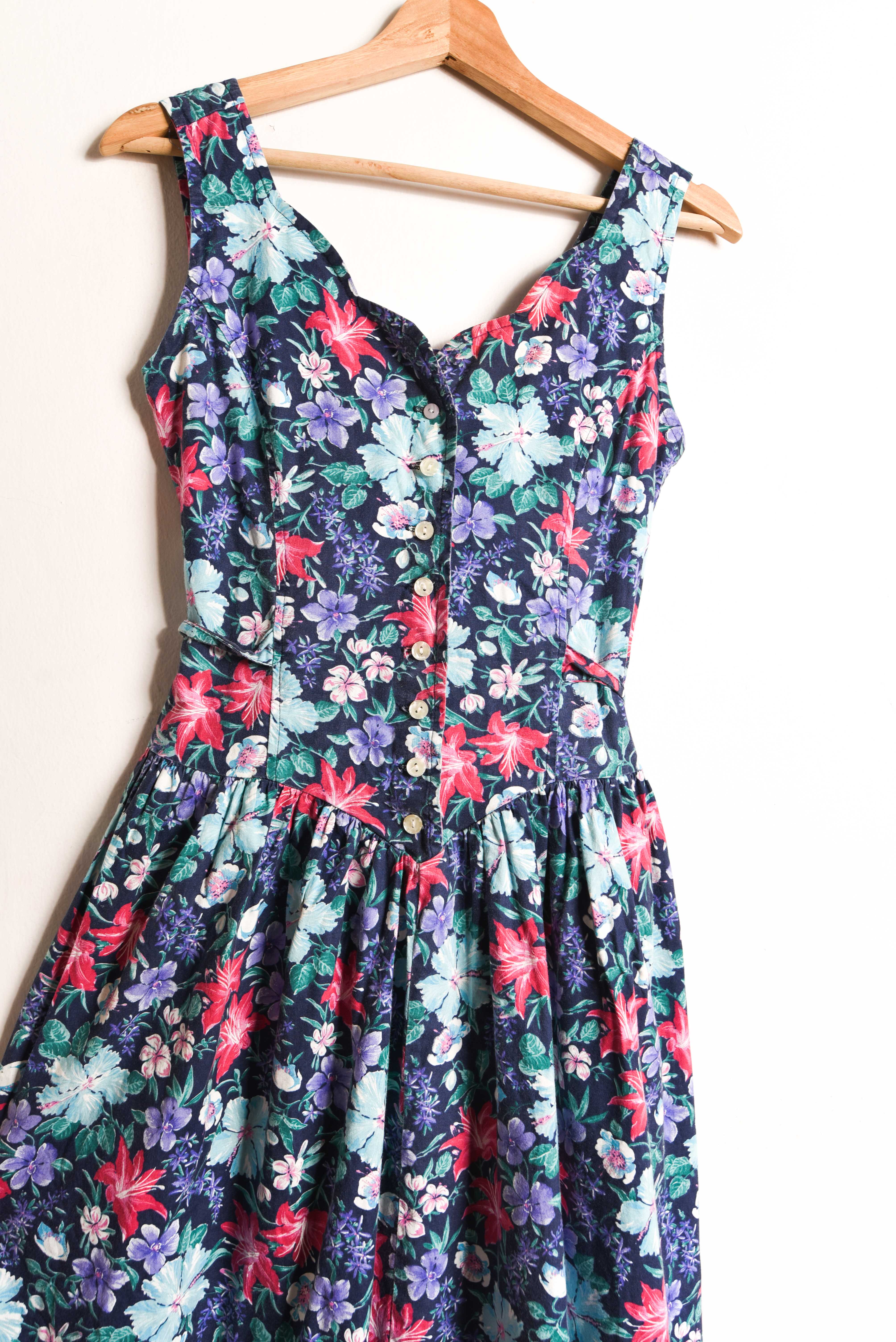 Vestido azulino floral 90s