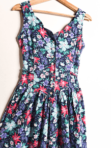 Vestido azulino floral 90s
