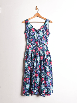 Vestido azulino floral 90s