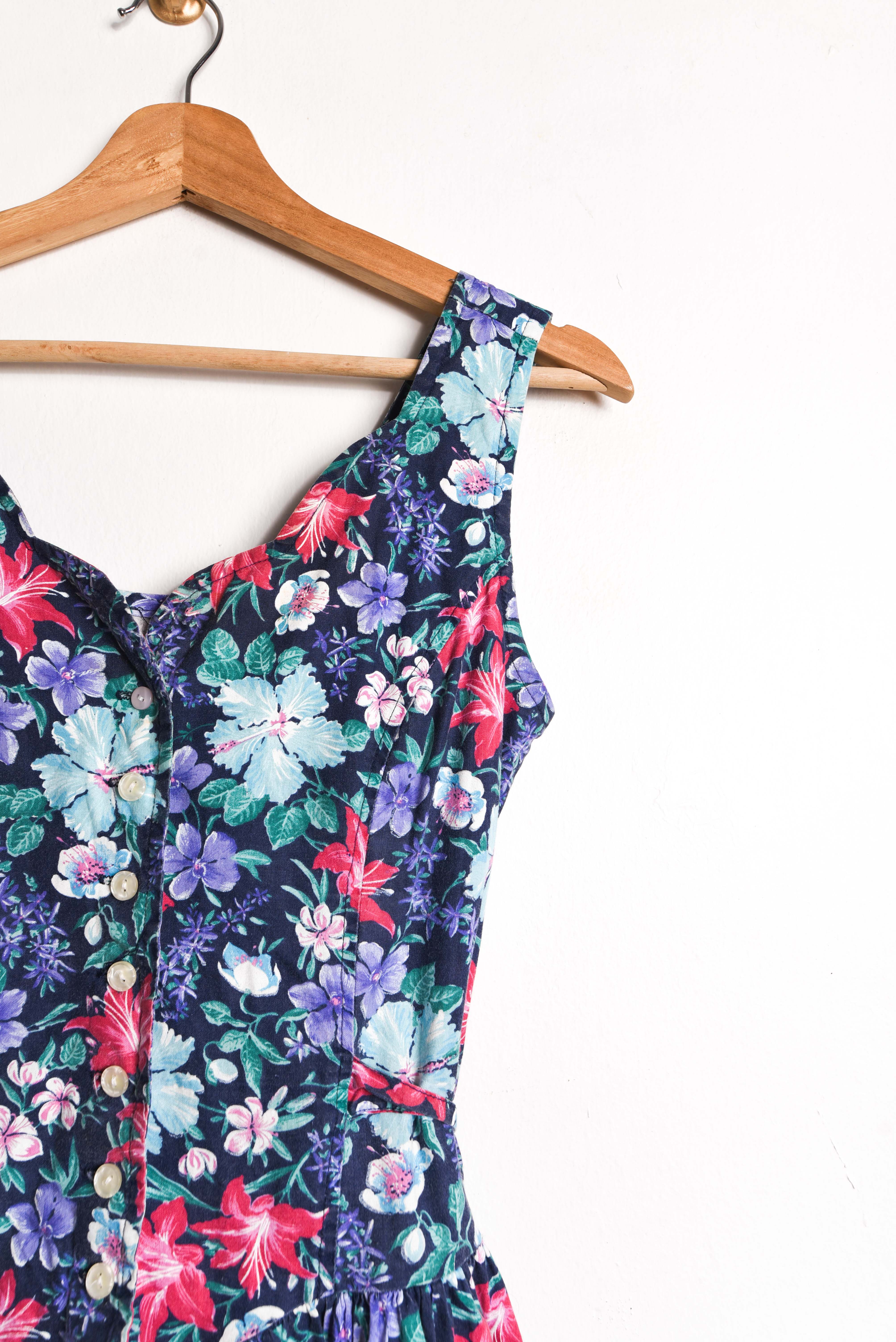 Vestido azulino floral 90s