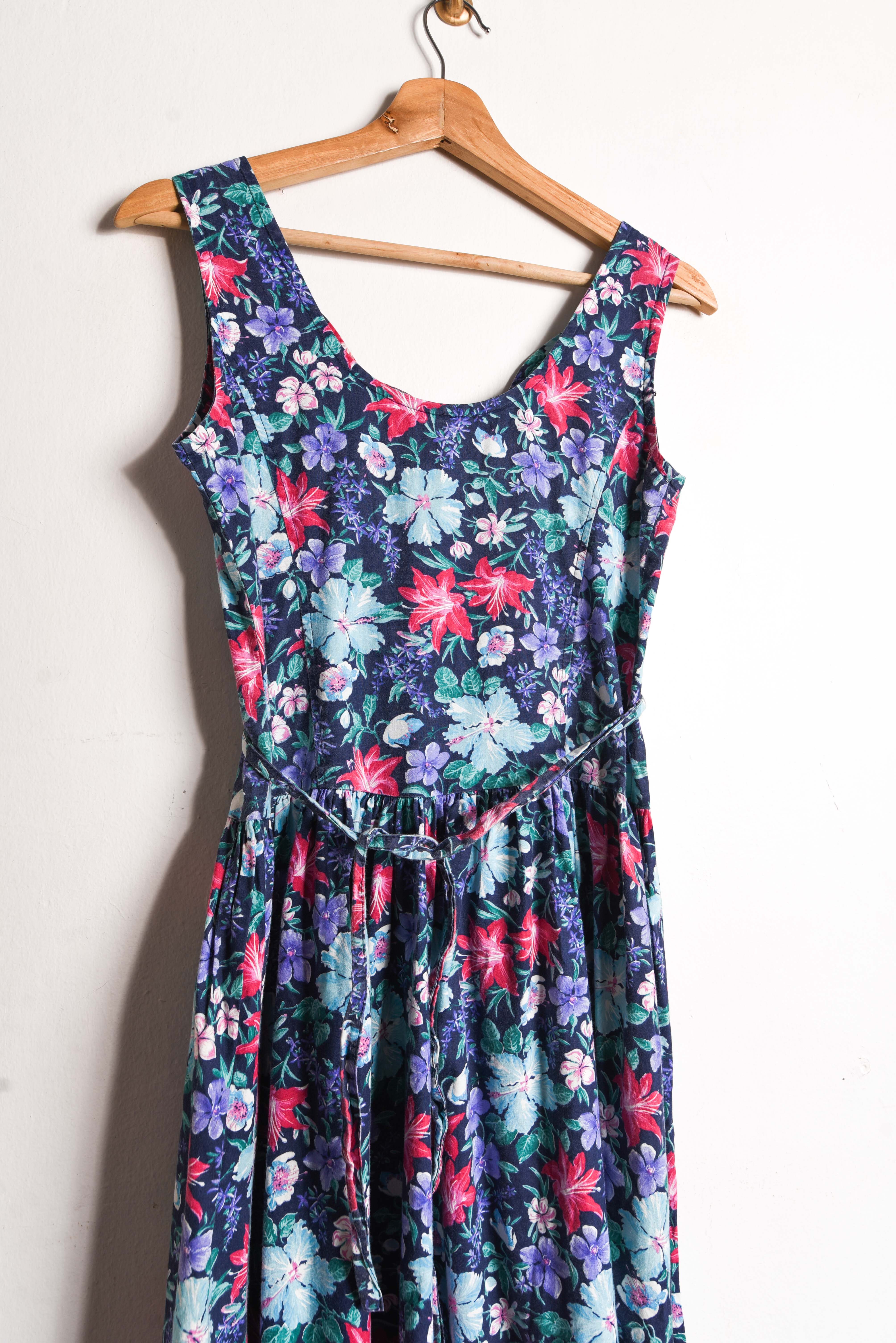 Vestido azulino floral 90s