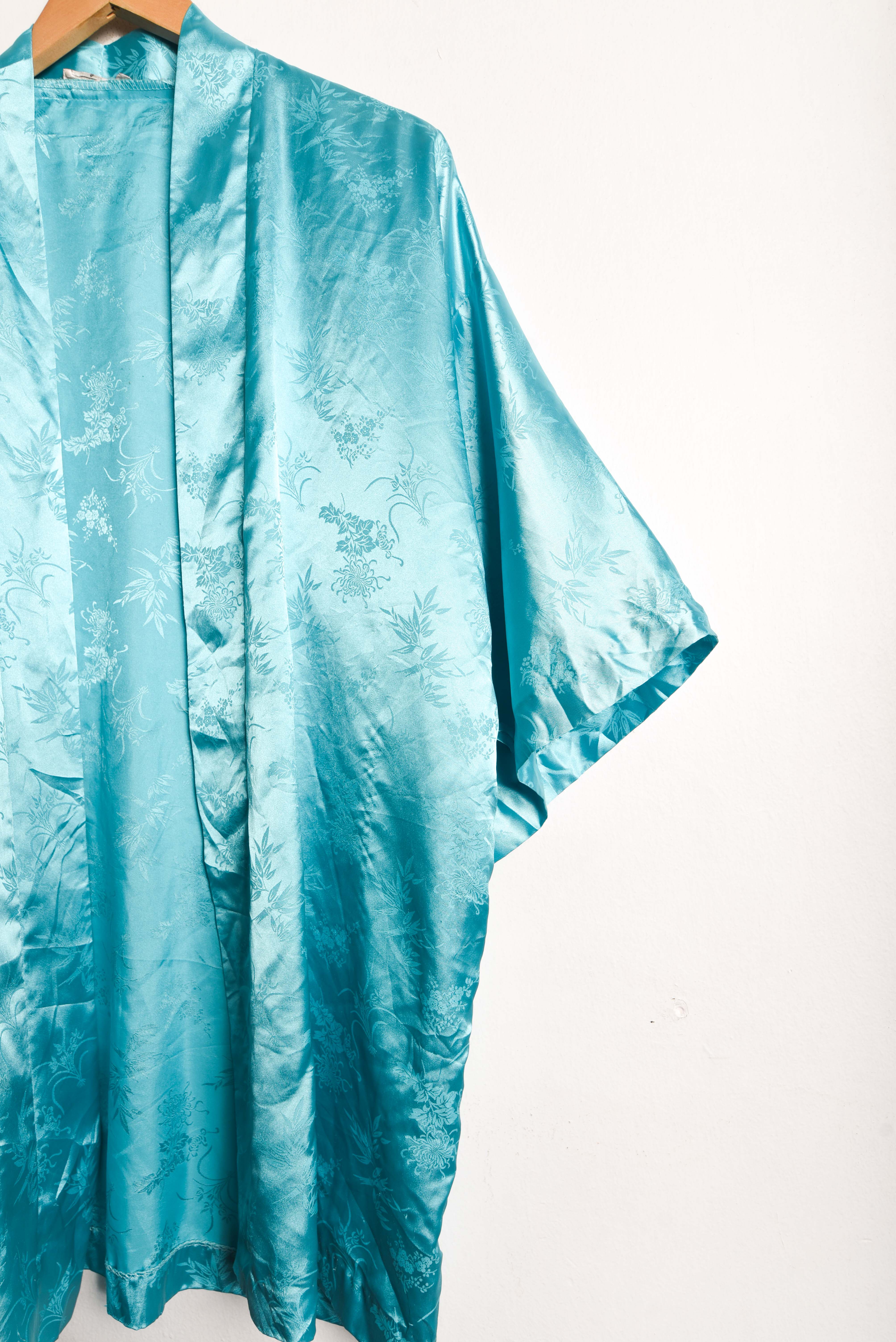 Kimono turquesa brocato