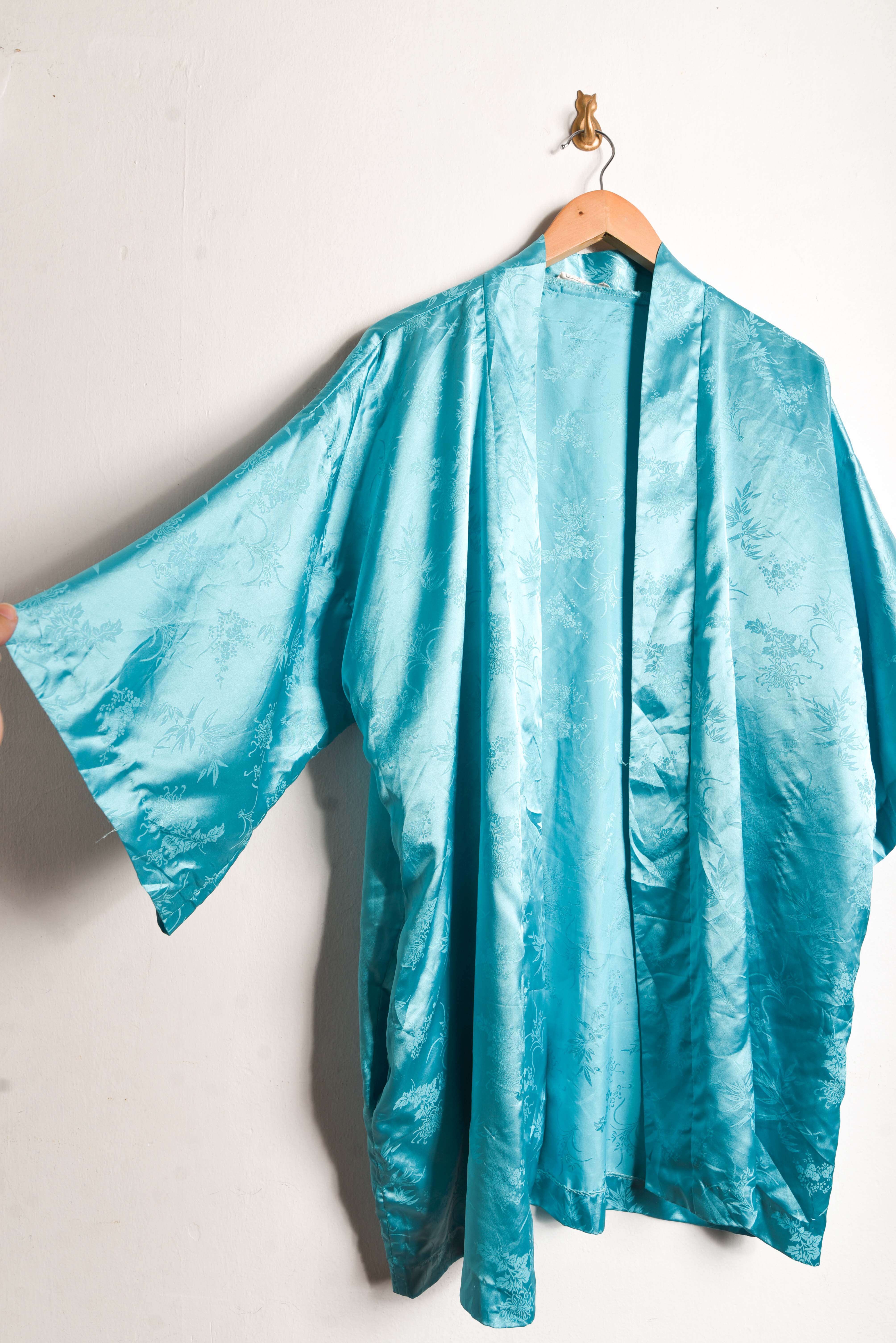 Kimono turquesa brocato