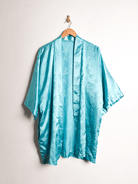 Kimono turquesa brocato