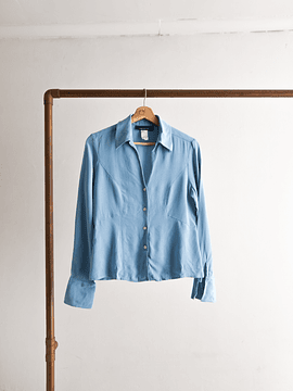 Blusa celeste pastel seda