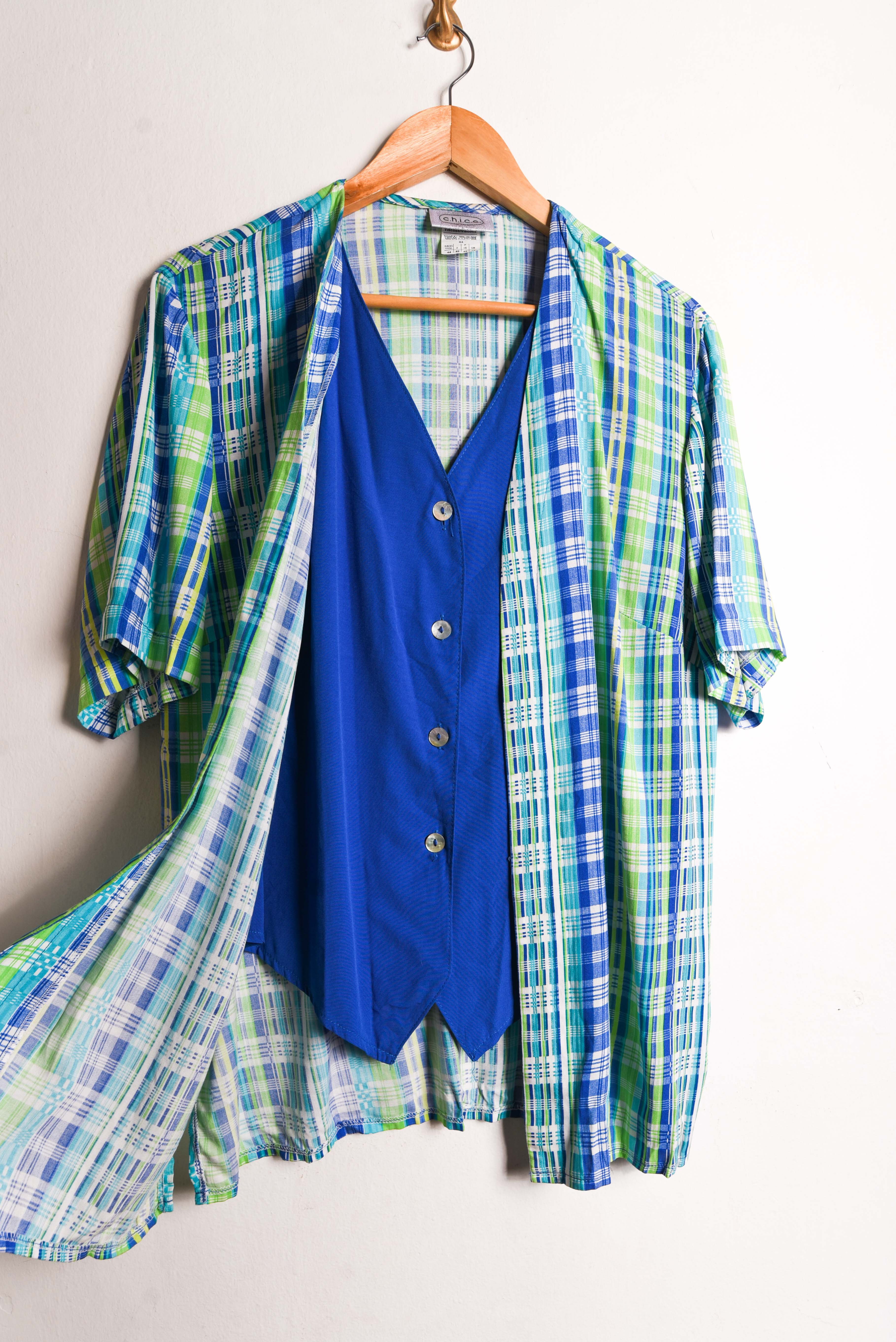 Camisa tartán verde y azul 